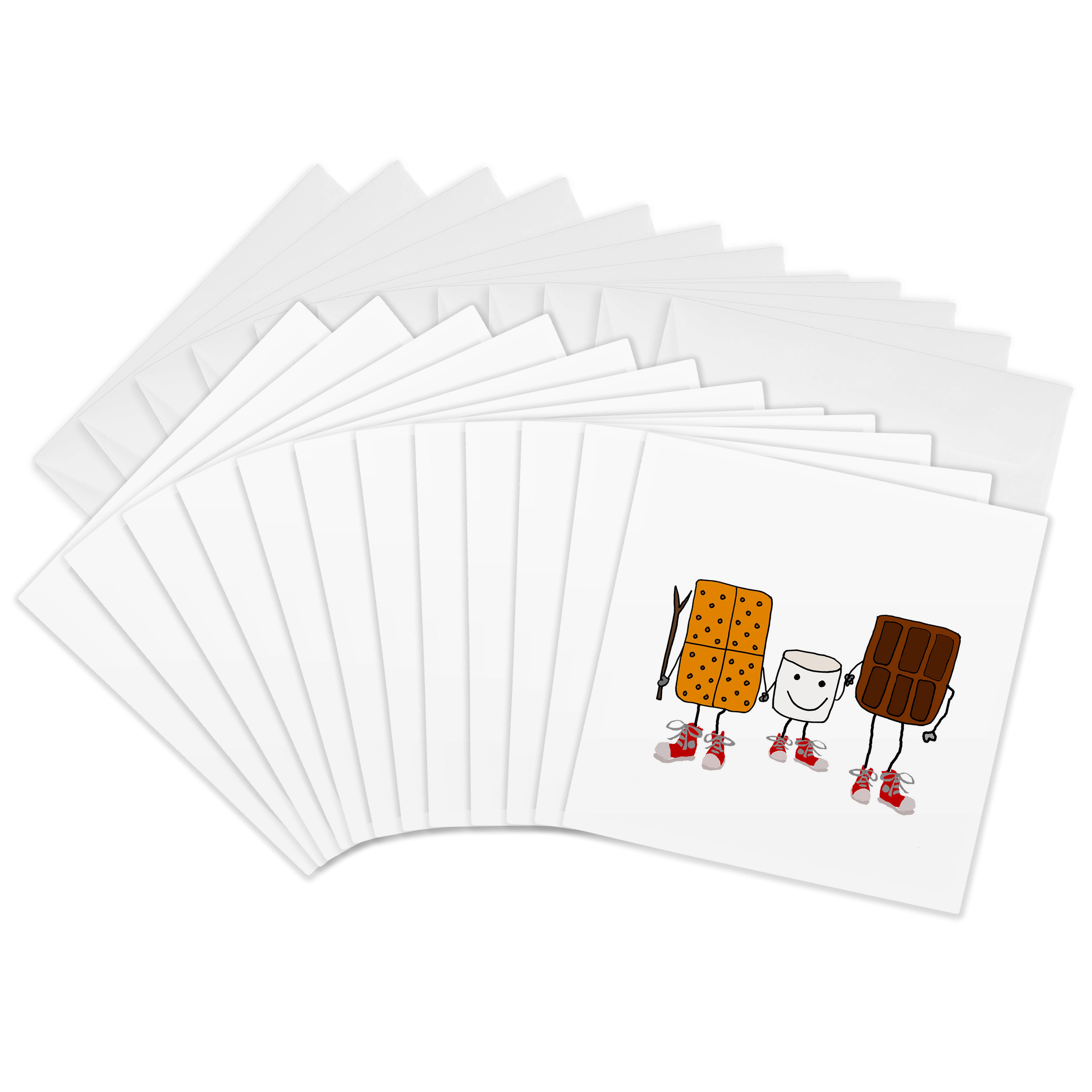 3dRose, Funny Cute Smores Cartoon with Chocolate and Marshmallow, Greeting Card - Afbeelding 14 van 26