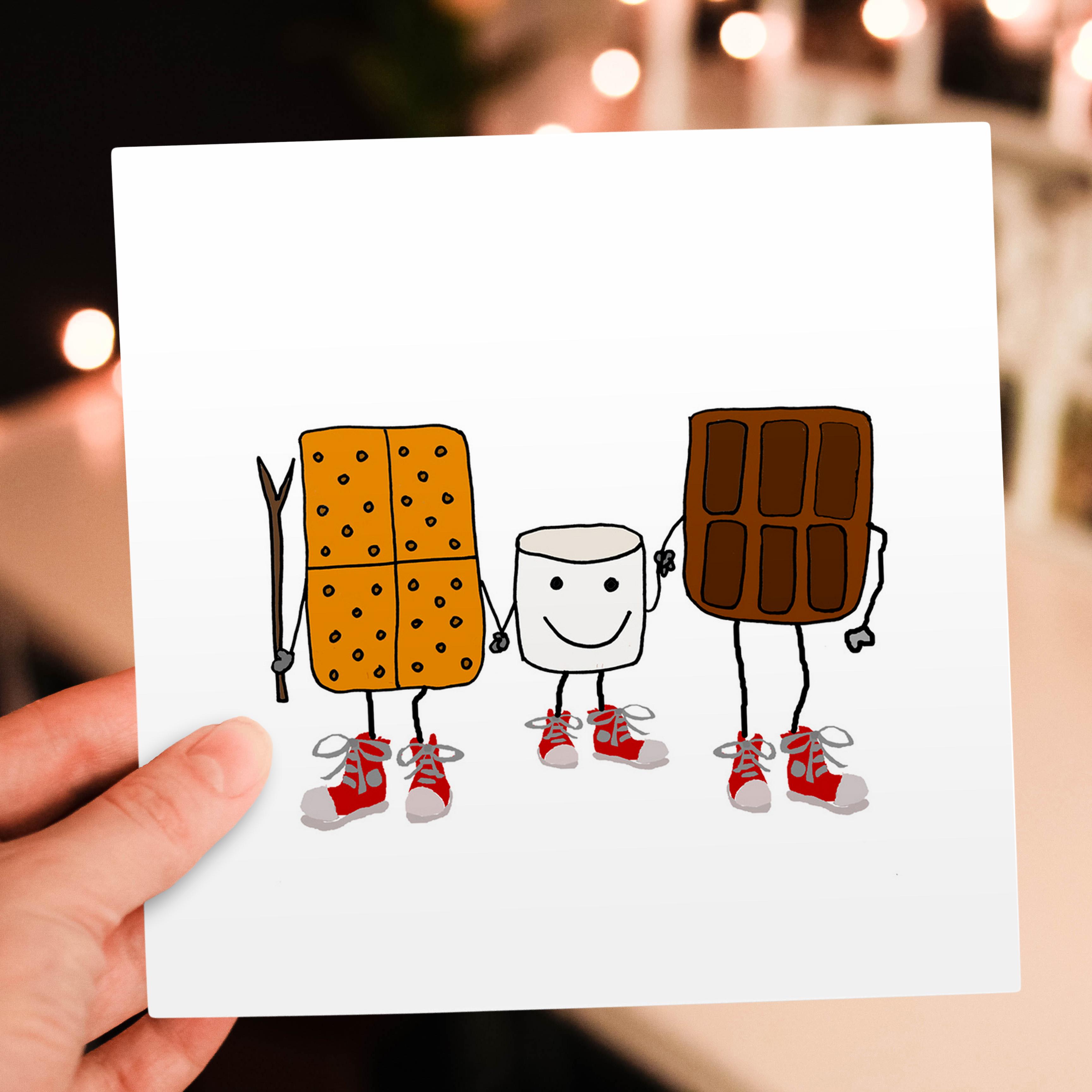3dRose, Funny Cute Smores Cartoon with Chocolate and Marshmallow, Greeting Card - Afbeelding 13 van 26