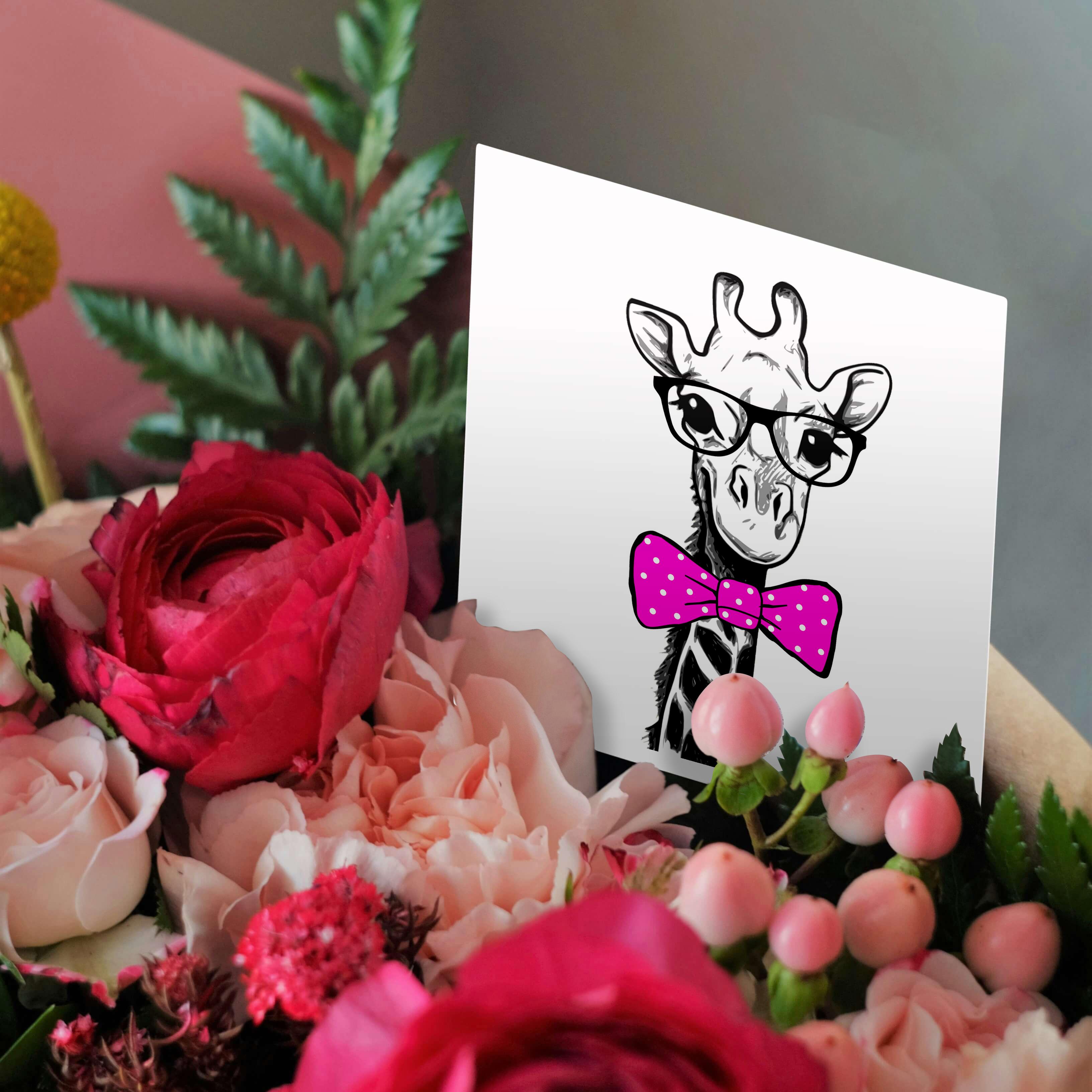 3dRose, Black And White Giraffe With Purple Bow Tie Image, Greeting Card - Foto 9 di 26