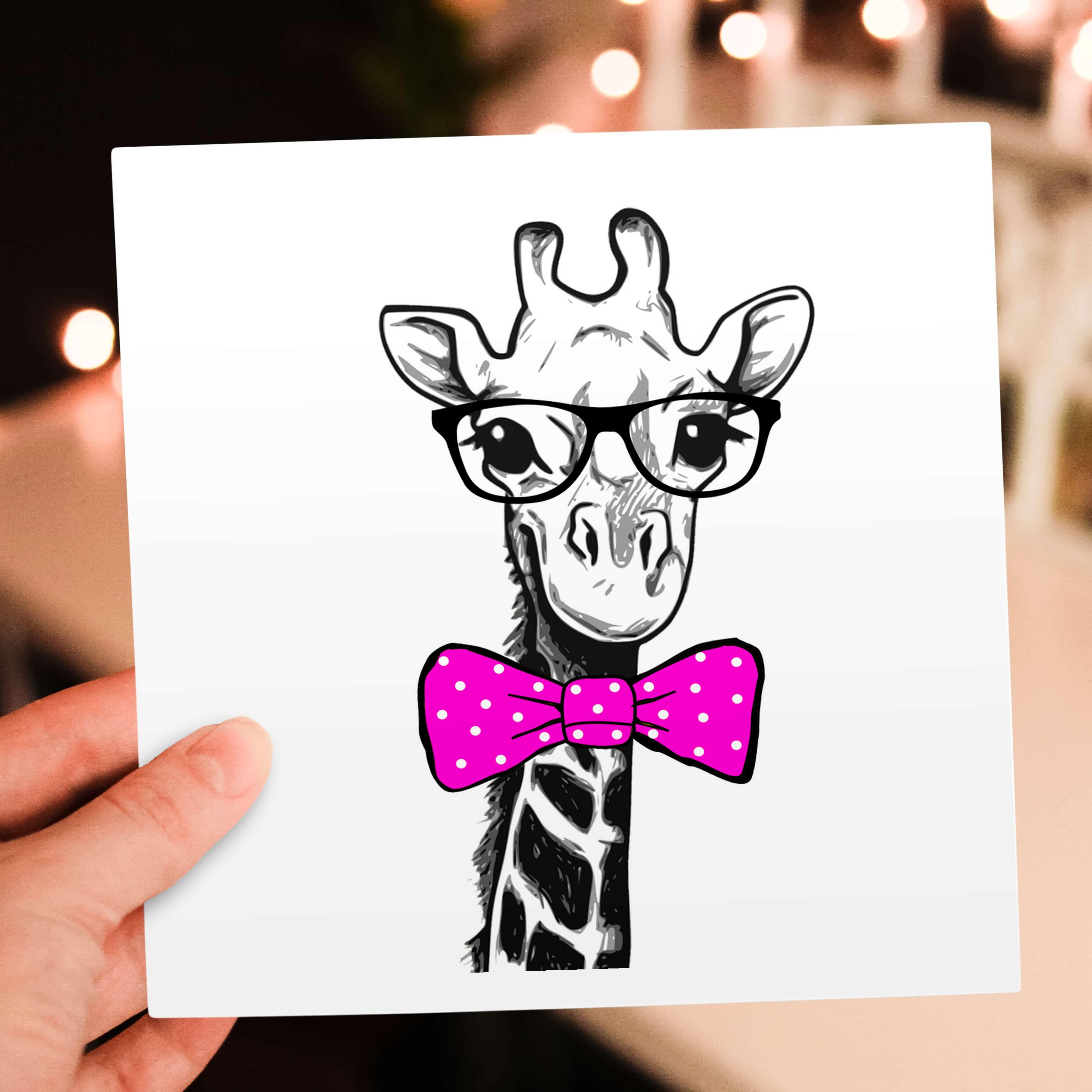 3dRose, Black And White Giraffe With Purple Bow Tie Image, Greeting Card - Foto 13 di 26