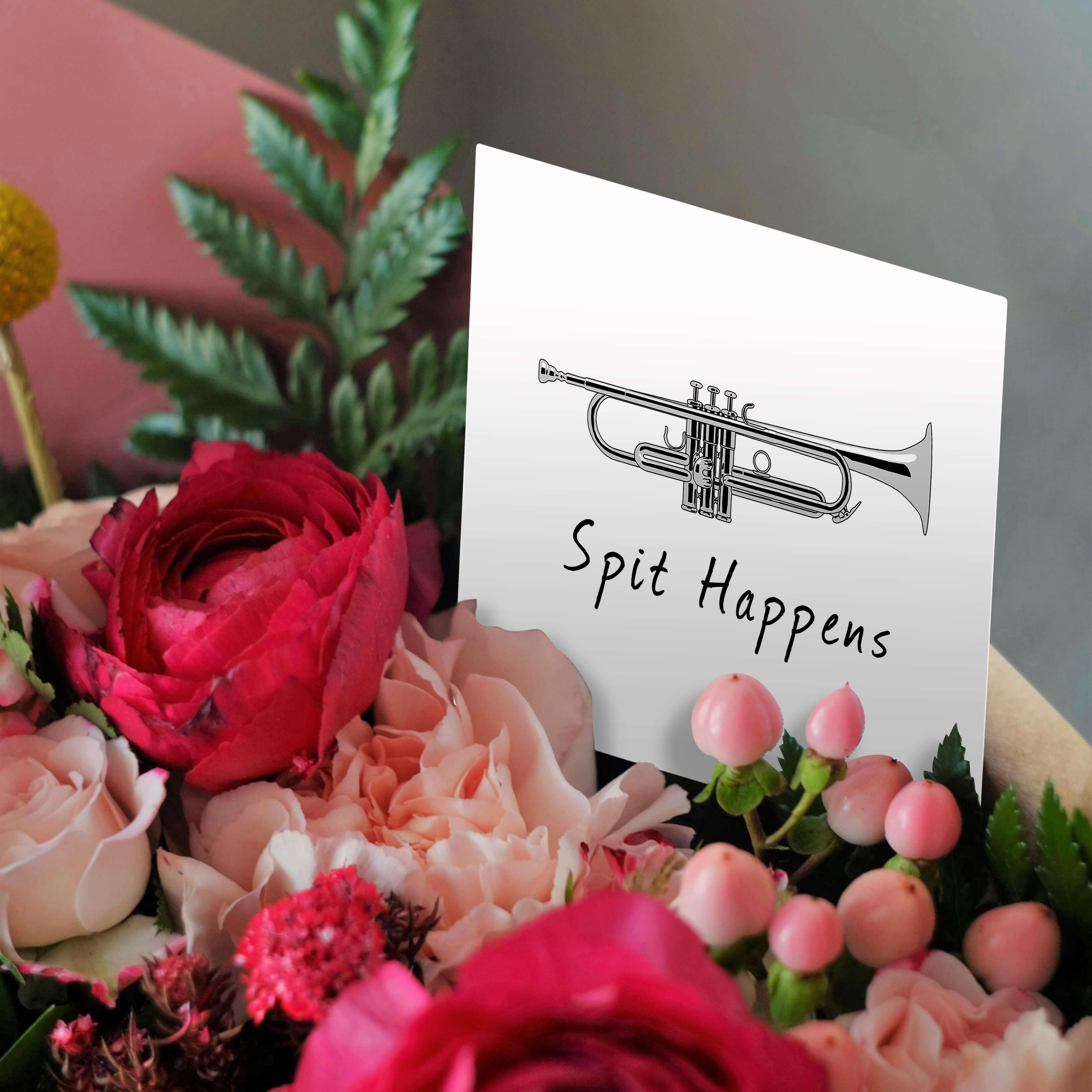 3dRose, Spit Happens, A funny musical pun for any trumpet player., Greeting Card - Bild 9 von 26