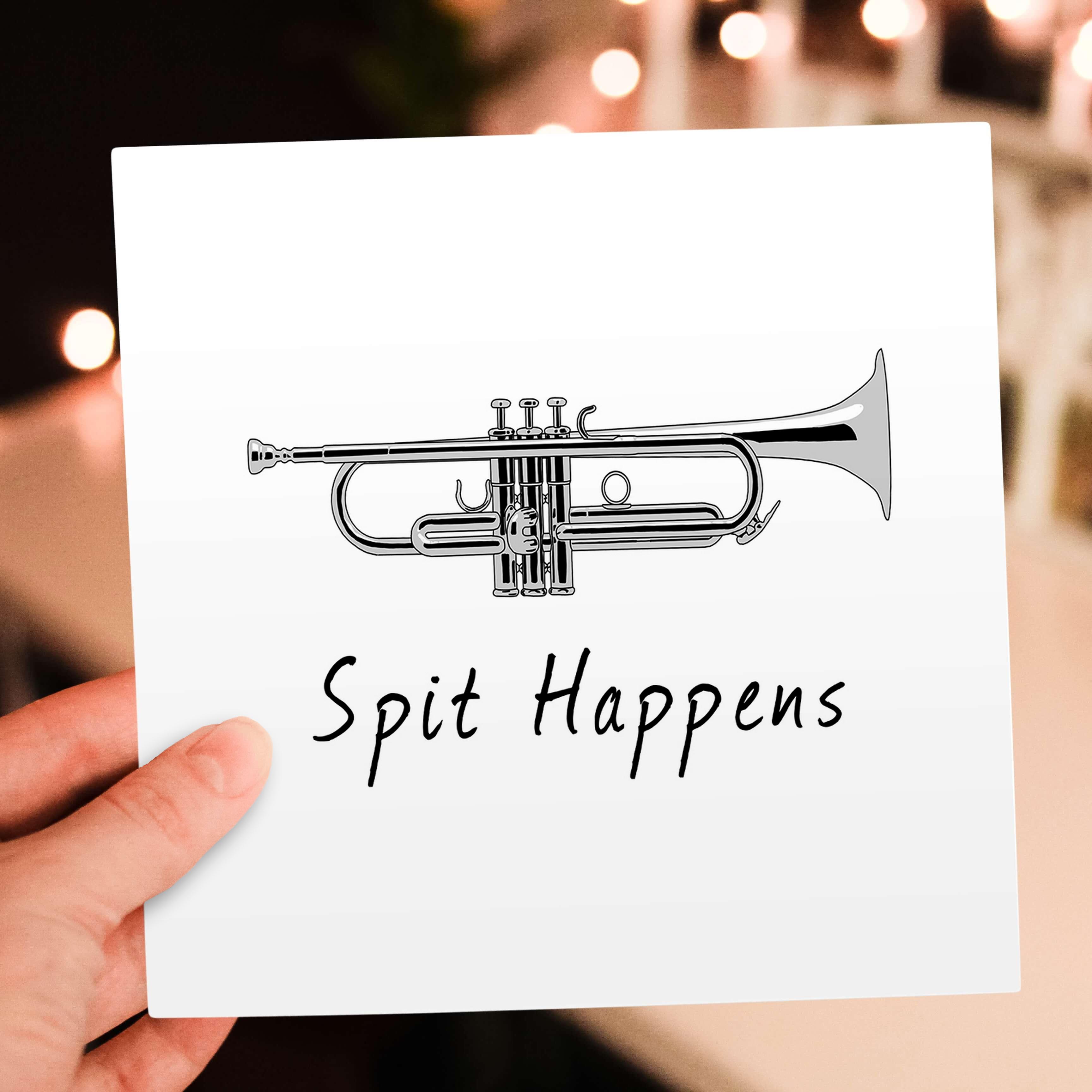 3dRose, Spit Happens, A funny musical pun for any trumpet player., Greeting Card - Bild 13 von 26