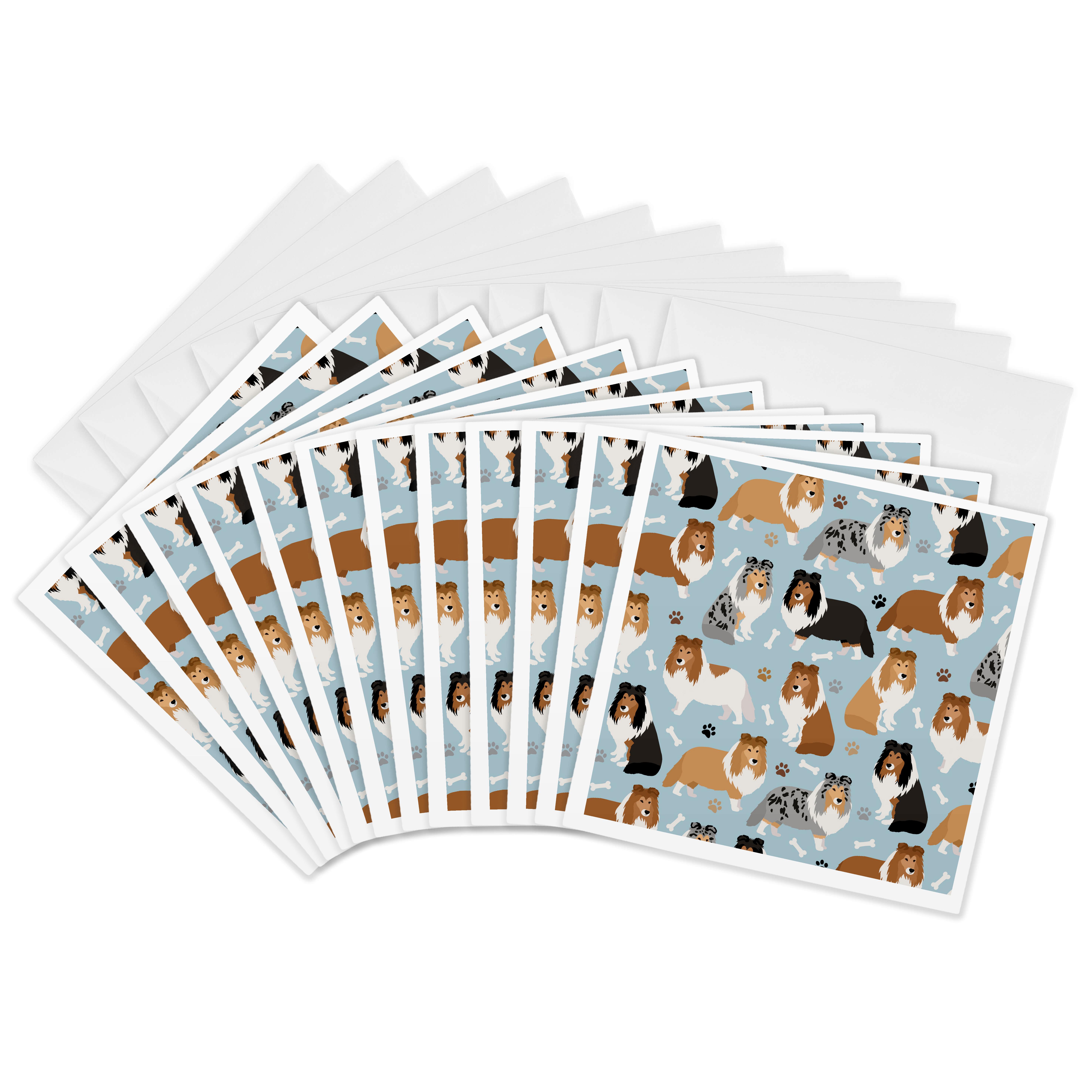 3dRose, Sheltie Shetland Sheepdog Paws and Bones Dog Pattern, Greeting Card - Picture 14 of 26