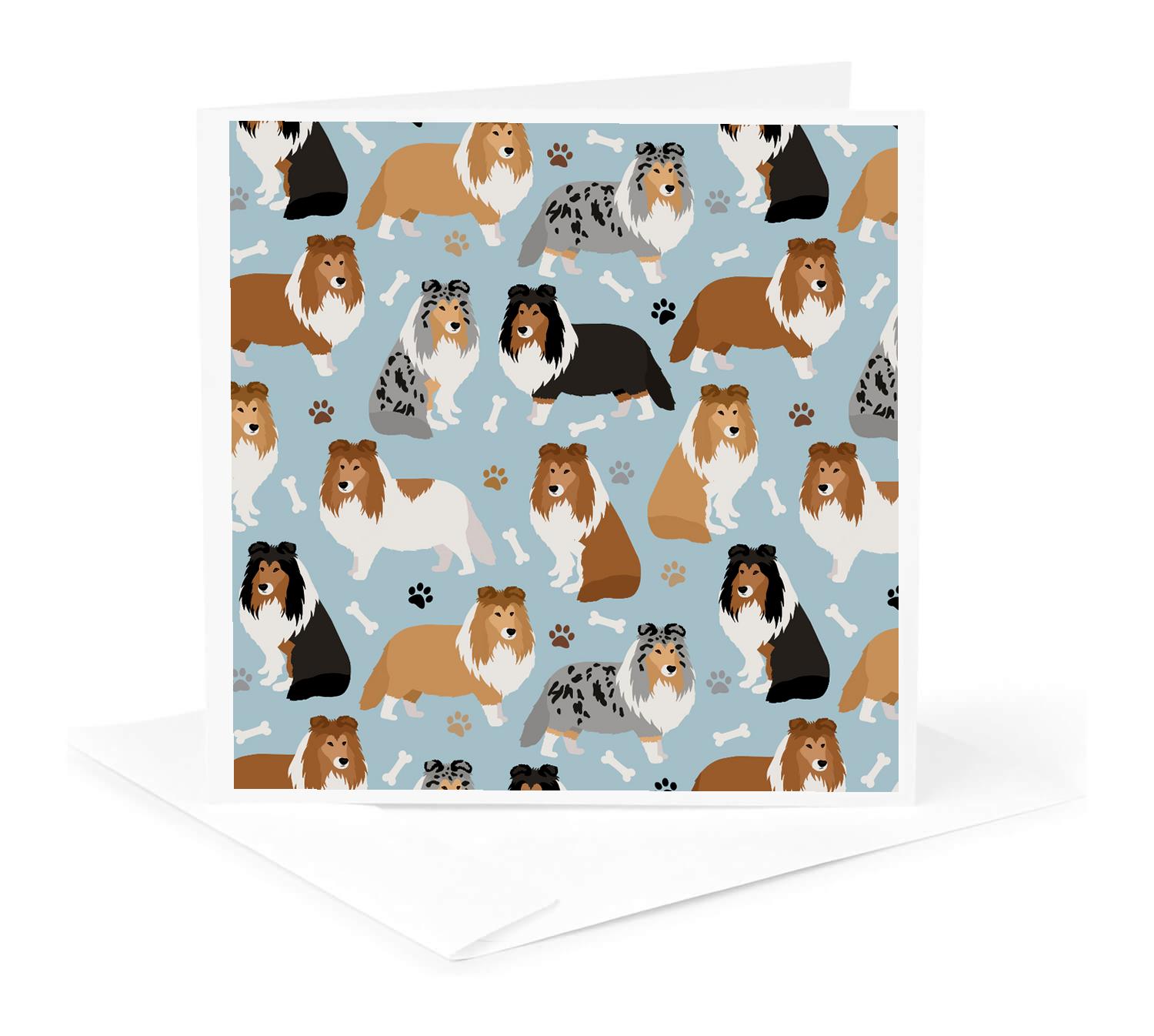 3dRose, Sheltie Shetland Sheepdog Paws and Bones Dog Pattern, Greeting Card - Picture 11 of 26