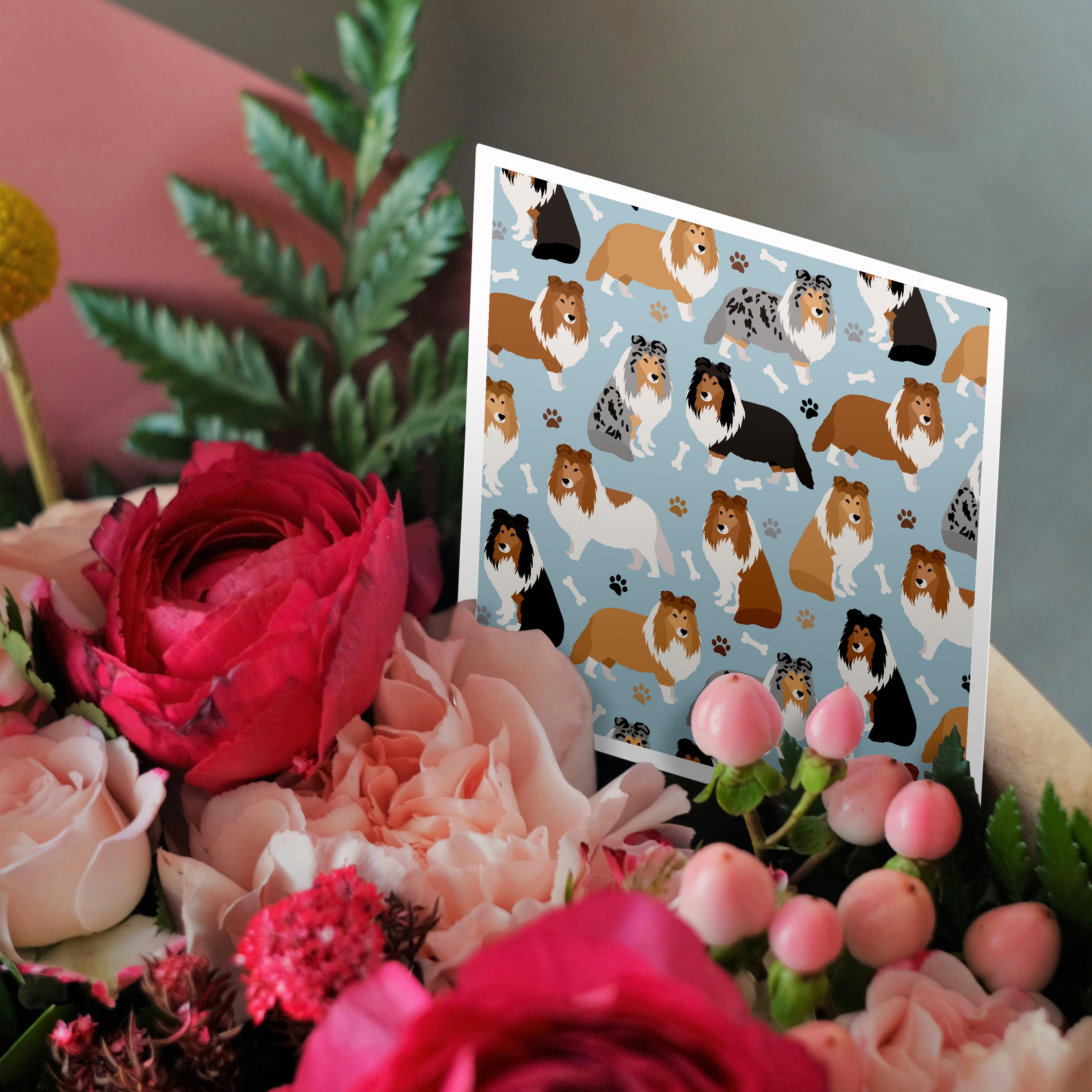 3dRose, Sheltie Shetland Sheepdog Paws and Bones Dog Pattern, Greeting Card - Picture 9 of 26