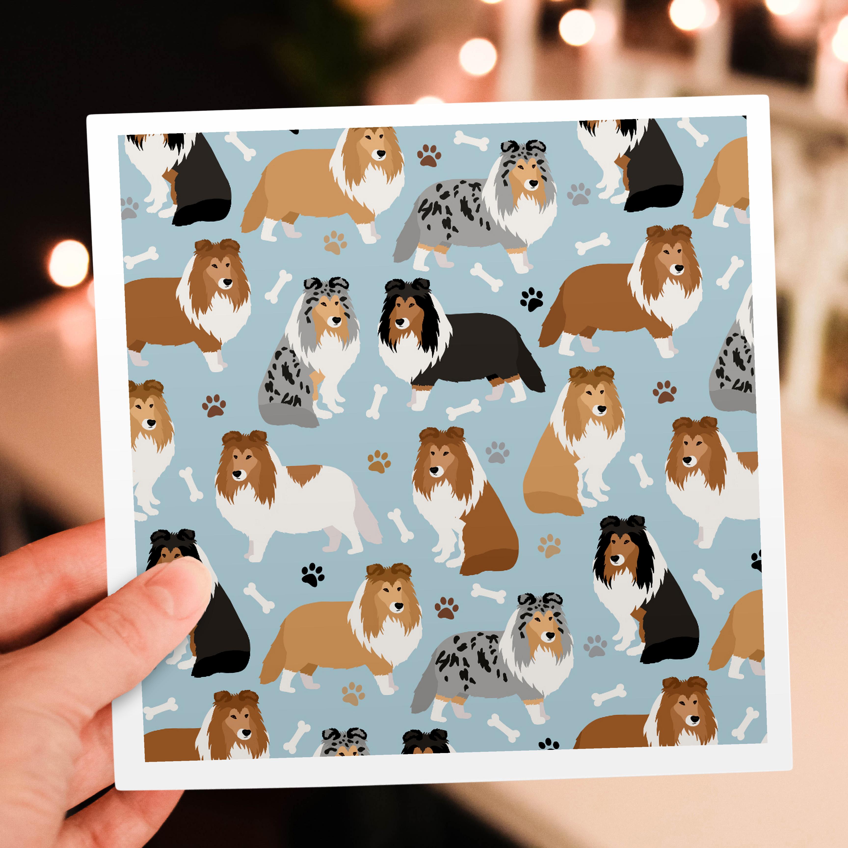 3dRose, Sheltie Shetland Sheepdog Paws and Bones Dog Pattern, Greeting Card - Picture 13 of 26