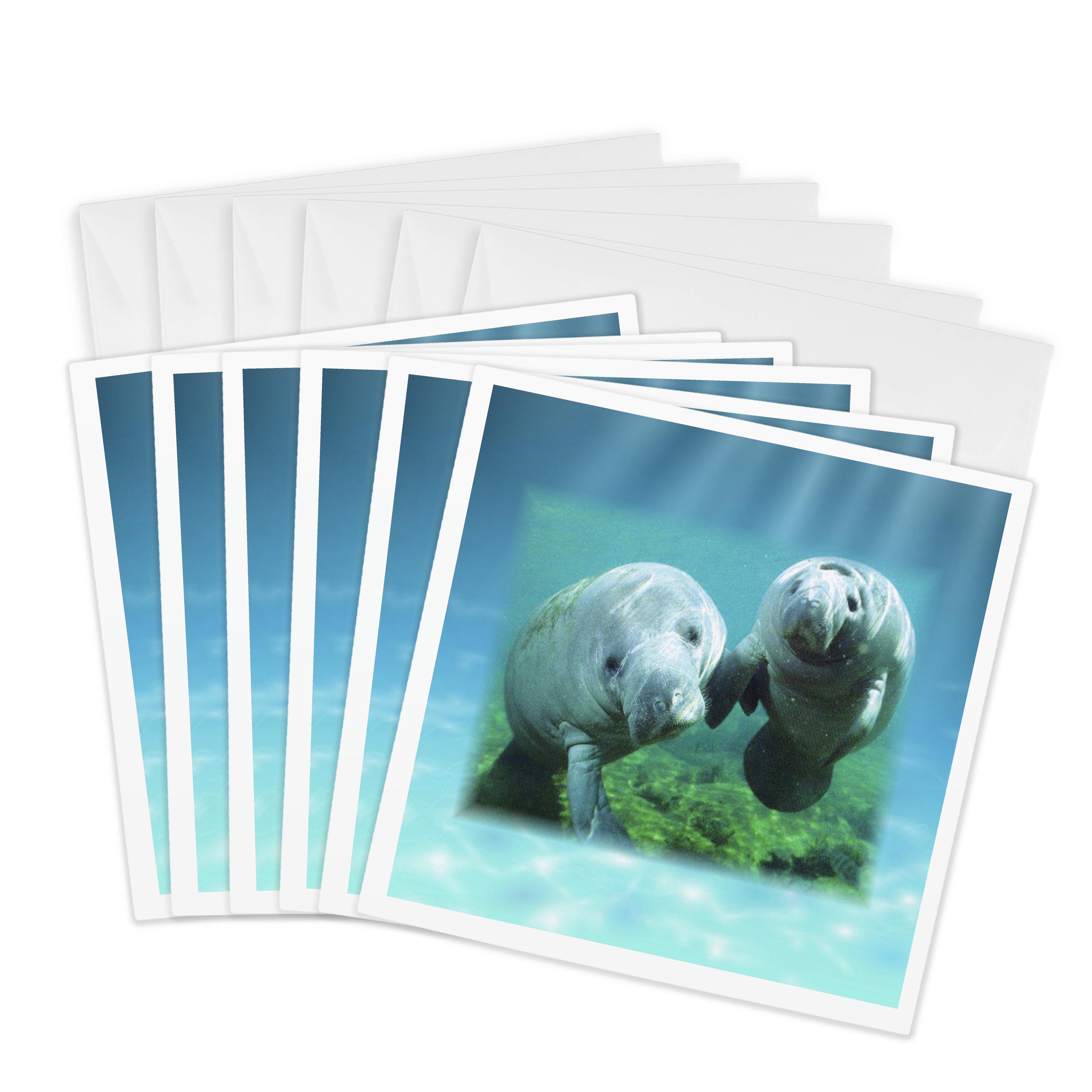 3dRose, 2 Manatees looking At You, Greeting Card
