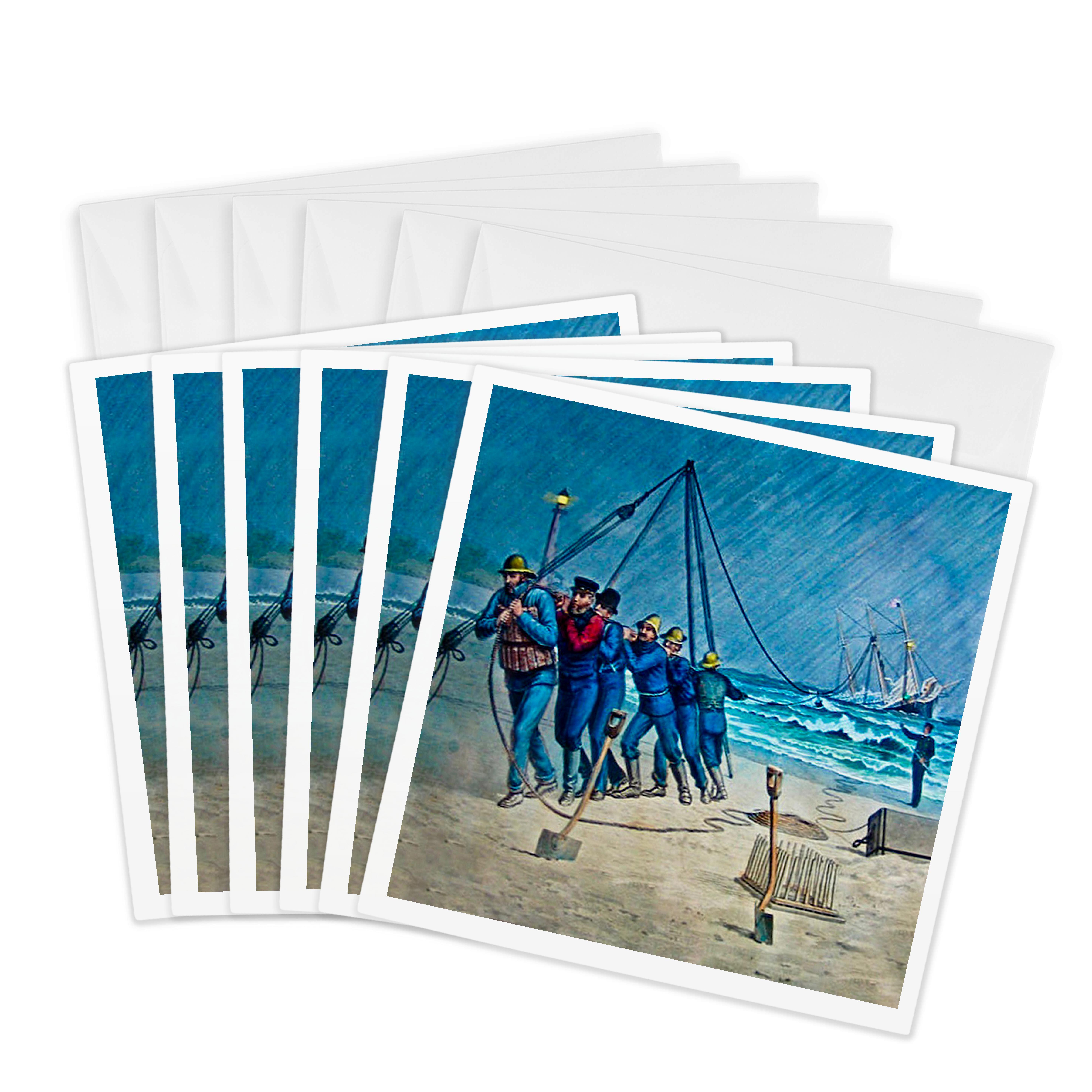 3dRose, Vintage United States Coast Guard Rescue, Greeting Card
