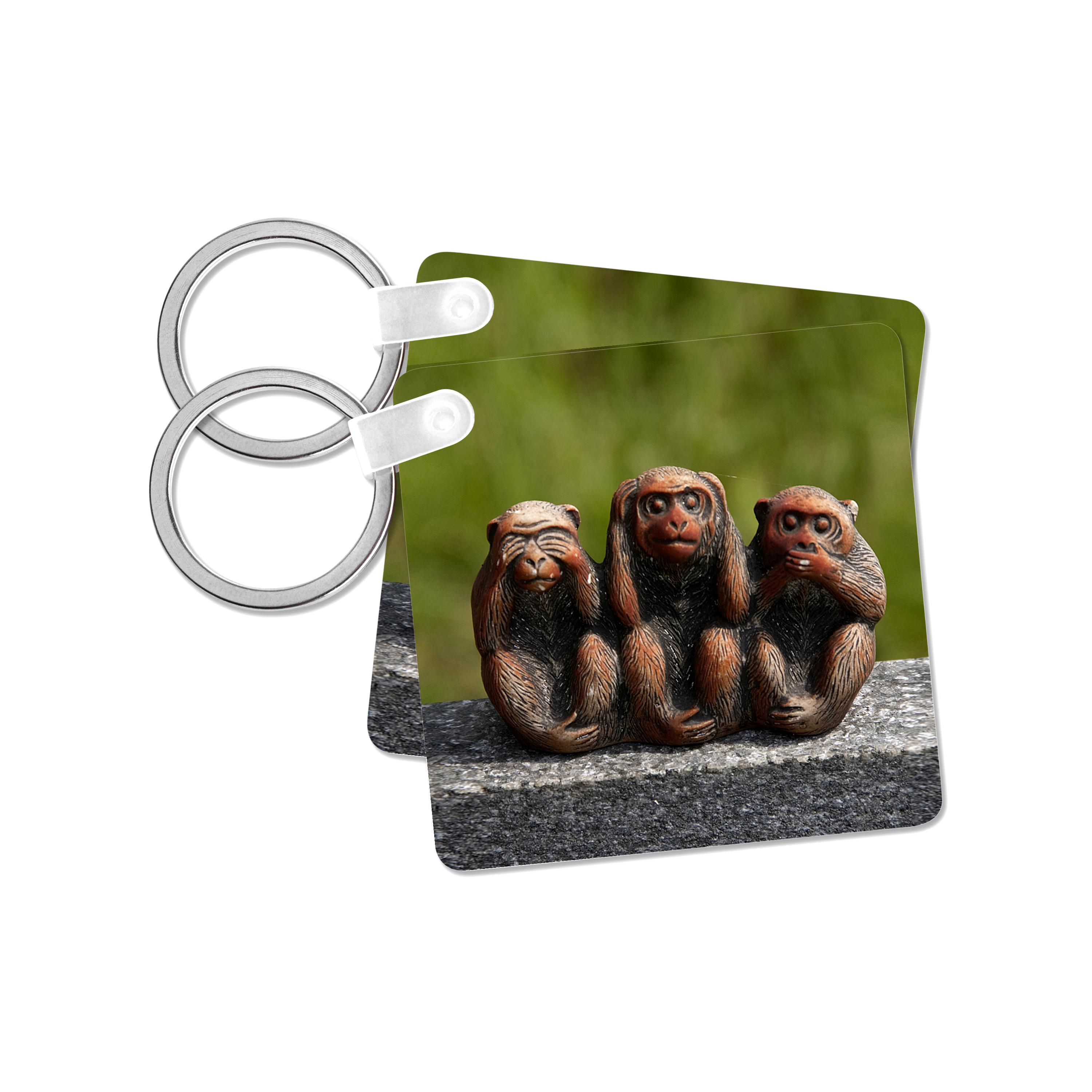 3dRose, 3 Monkeys, hear, see, speak no evil, Key Chain - Picture 22 of 28