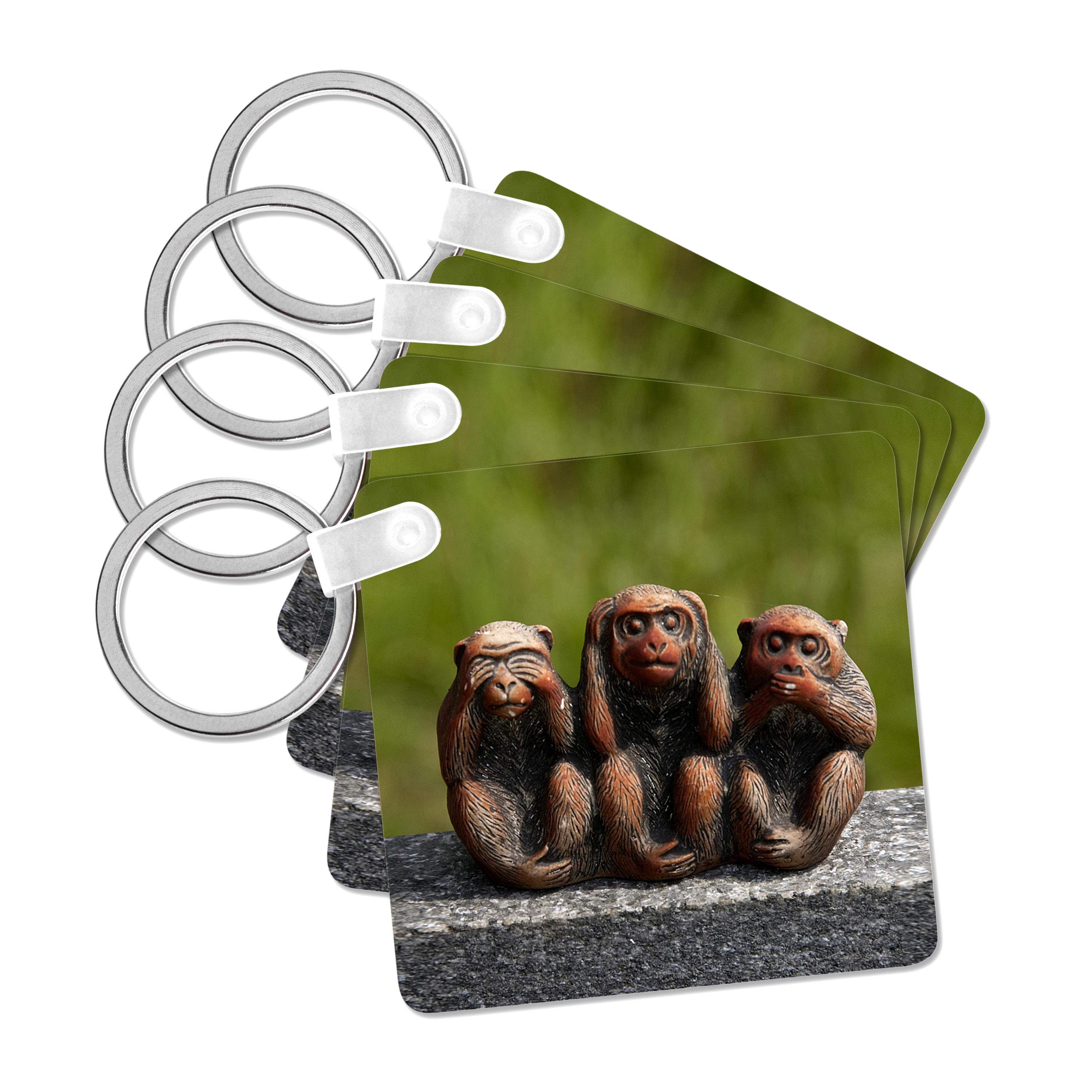 3dRose, 3 Monkeys, hear, see, speak no evil, Key Chain - Picture 8 of 28