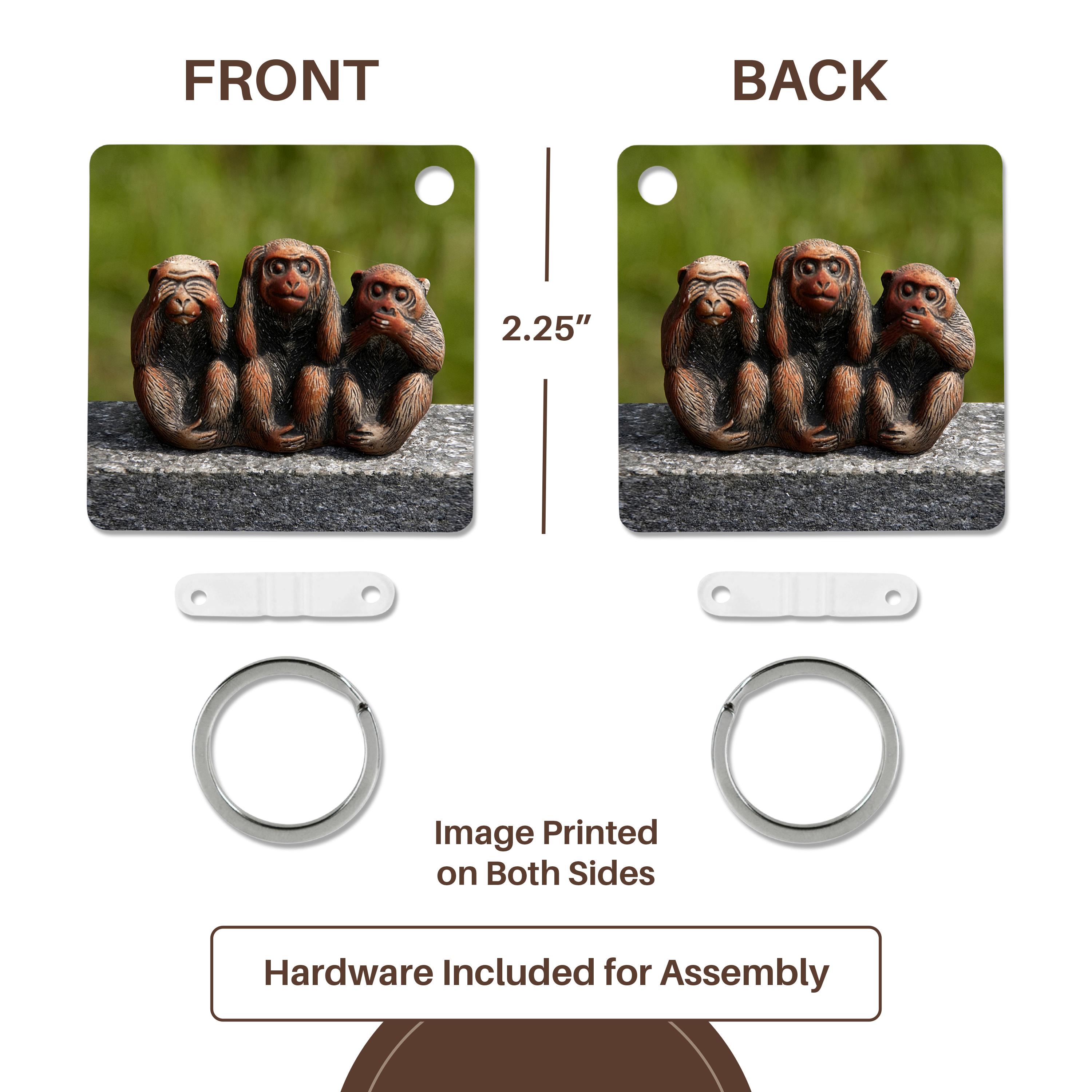 3dRose, 3 Monkeys, hear, see, speak no evil, Key Chain - Picture 12 of 28