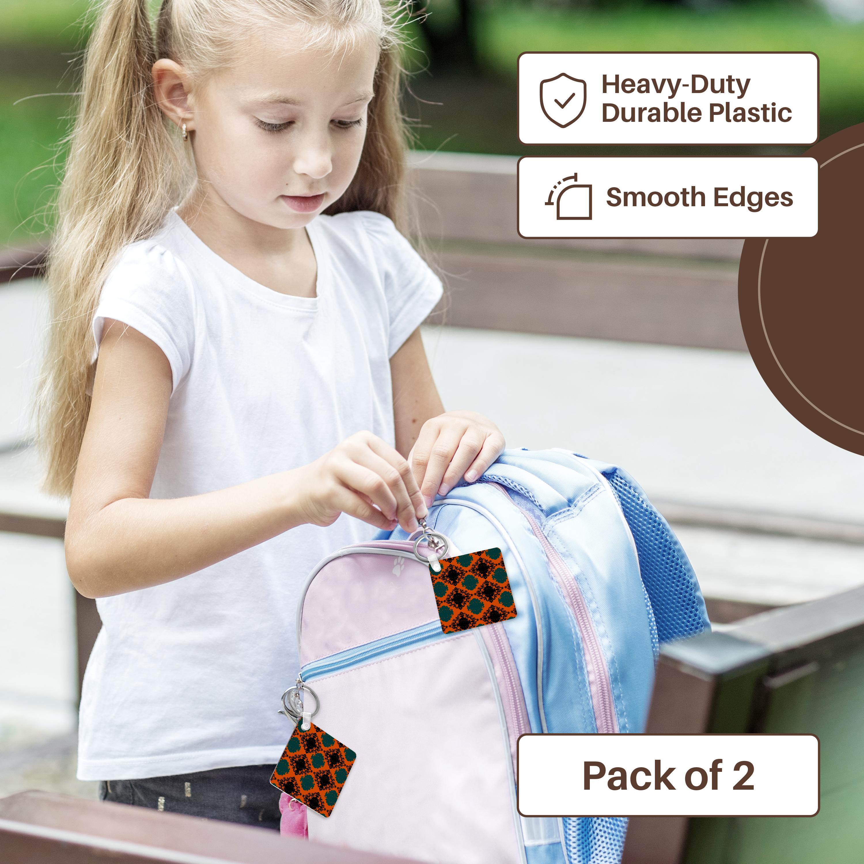 Key Chain - Dooni Designs Tangy Orange Teal Black Damask Pattern Damask Designs