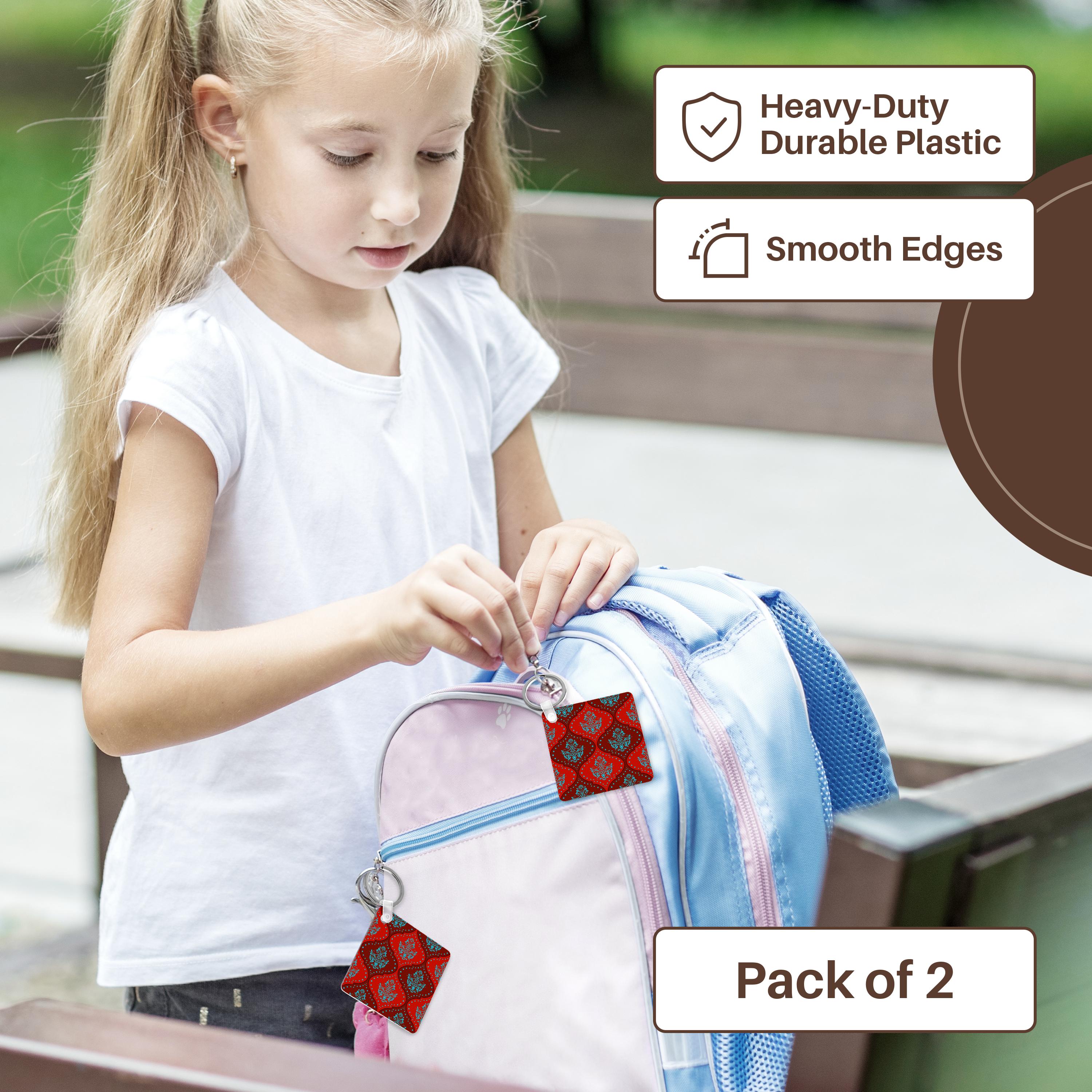 Key Chain - Dooni Designs Teal Aqua Blue Red White Henna Damask Damask Designs