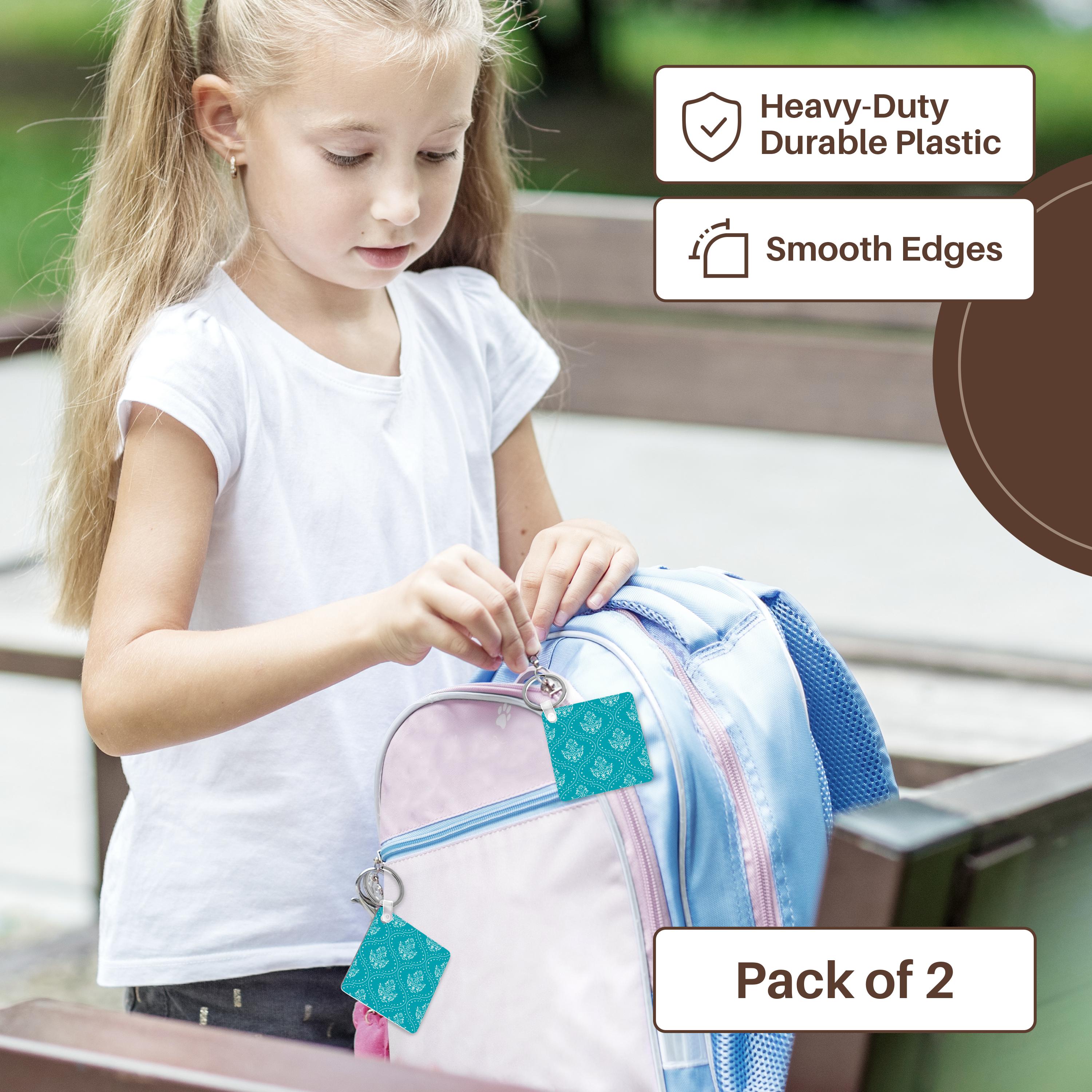 Key Chain - Dooni Designs Turquoise And White Henna Style Damask Pattern Damask Designs