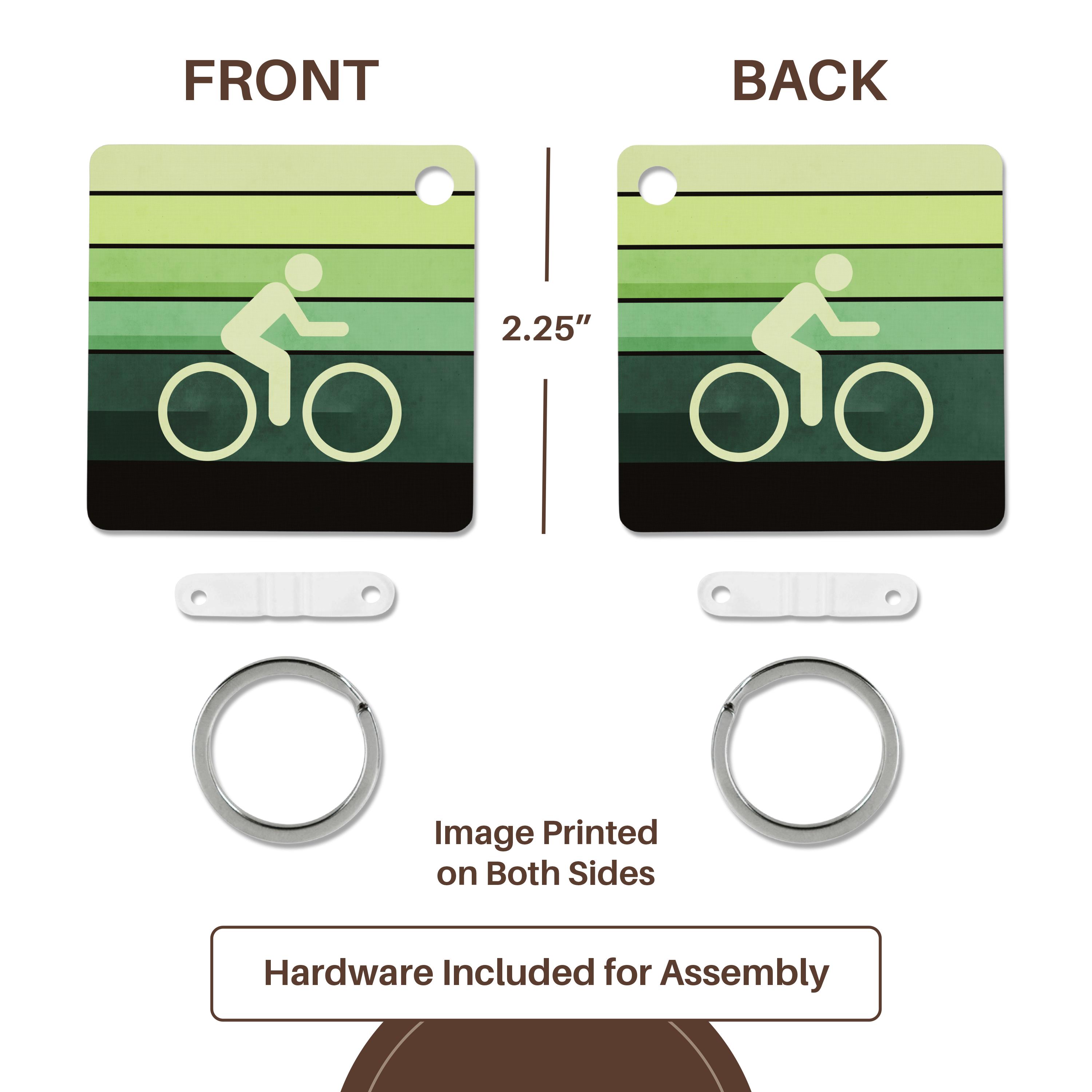 Key Chain - Let It Roll - bicycling icon with grunge texture and colorful green gradient layers Designs Summertime
