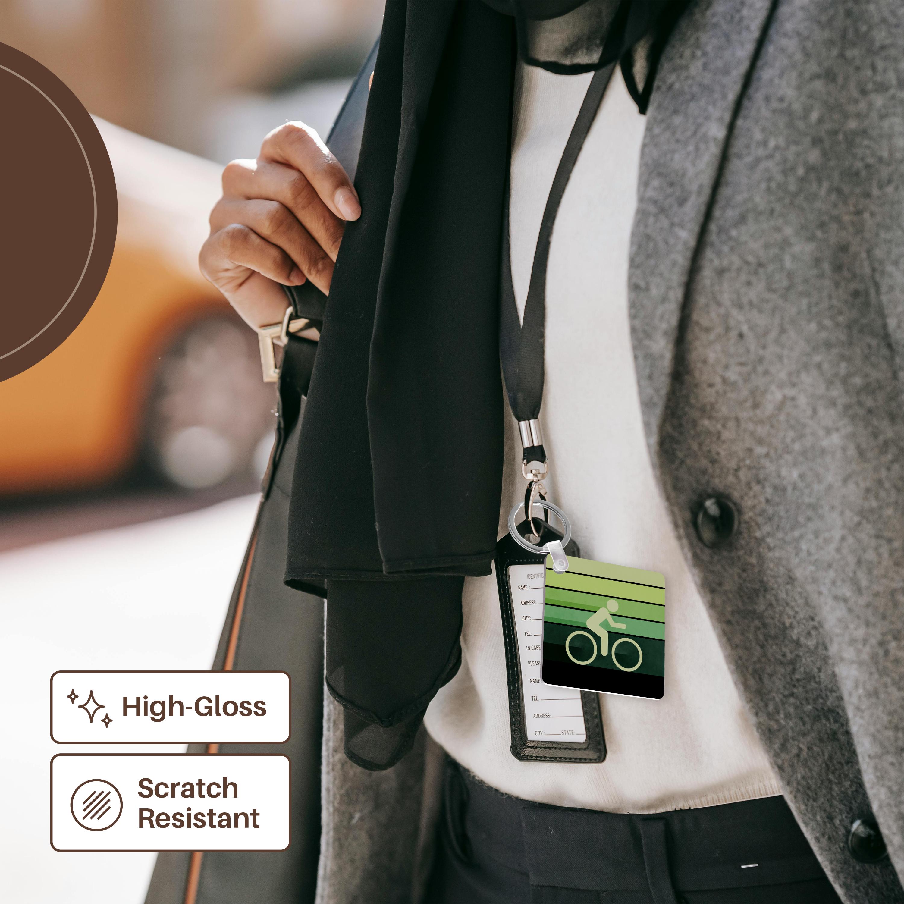 Key Chain - Let It Roll - bicycling icon with grunge texture and colorful green gradient layers Designs Summertime