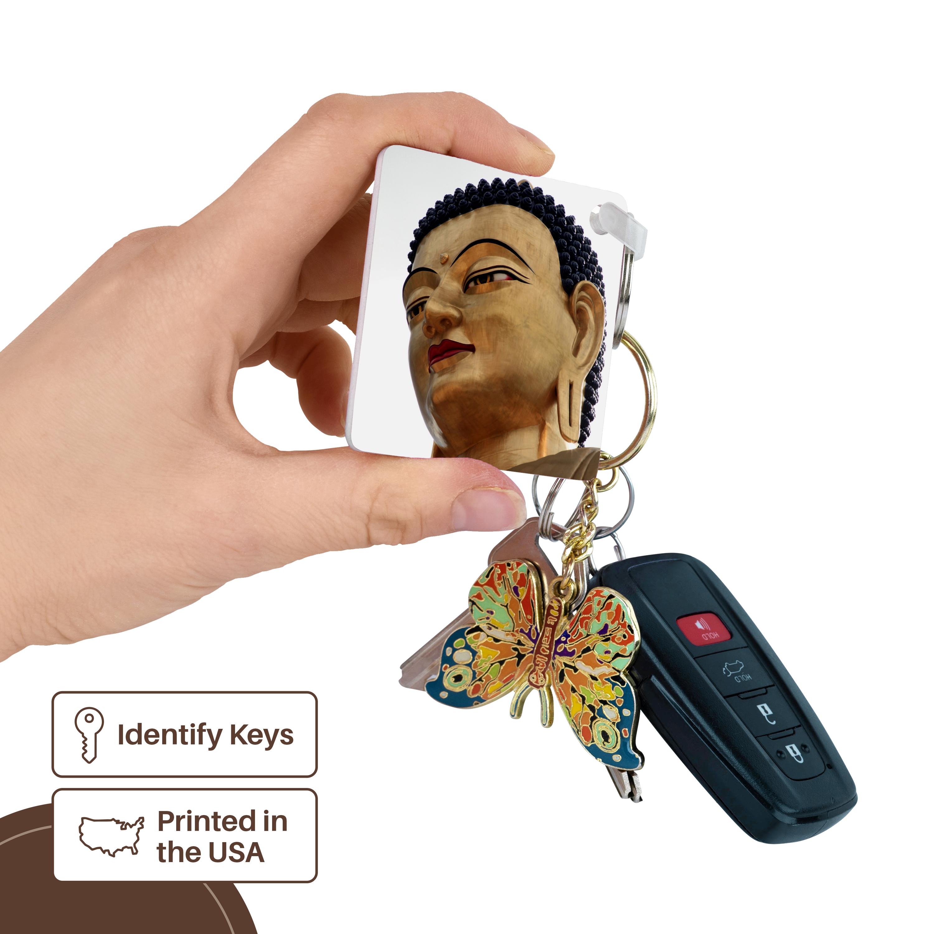 3dRose Key Chains Bhutan, Thimphu, Buddha Dordenma statue - AS04 KWI0029 - Kymri Wilt (kc-132317-1)