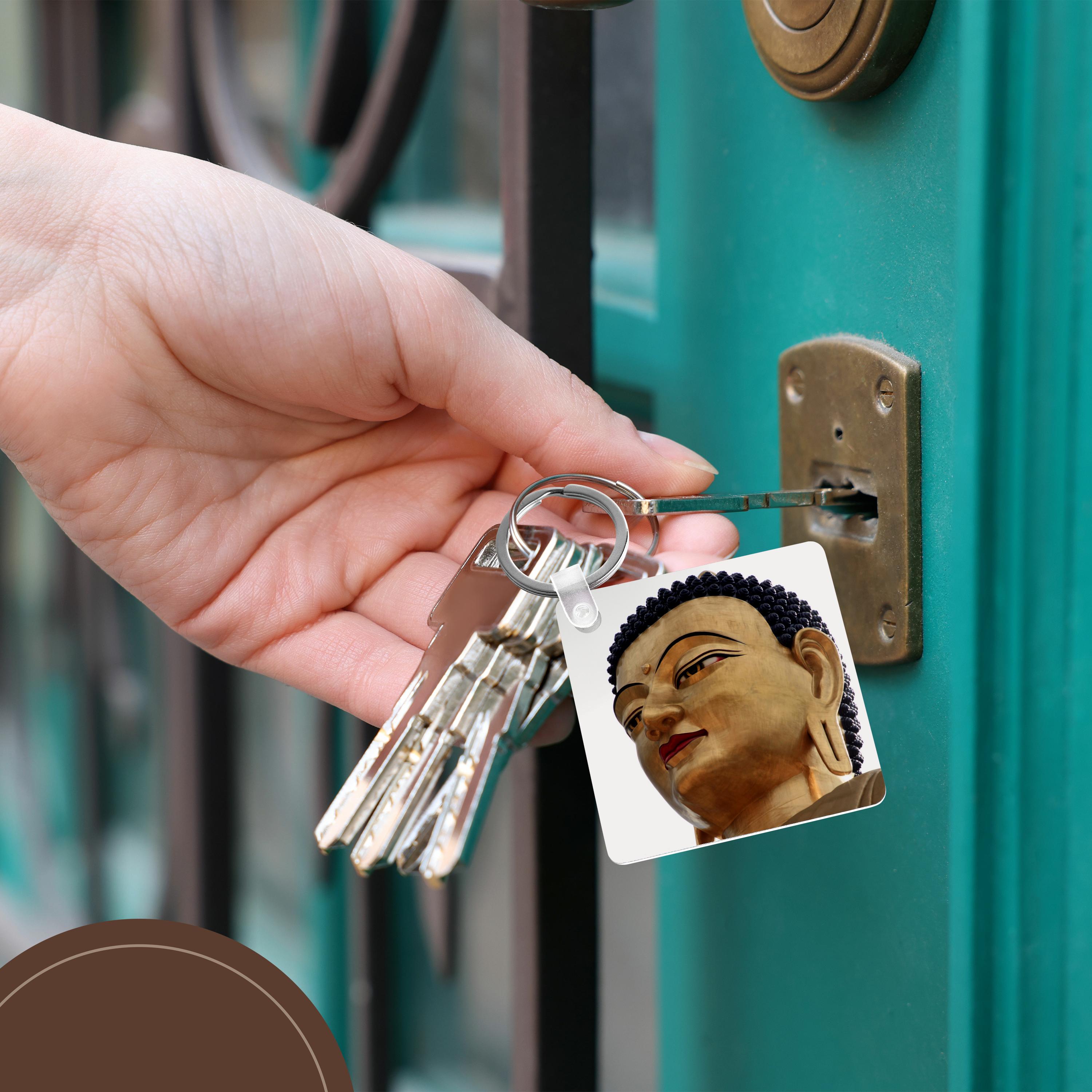 3dRose Key Chains Bhutan, Thimphu, Buddha Dordenma statue - AS04 KWI0029 - Kymri Wilt (kc-132317-1)