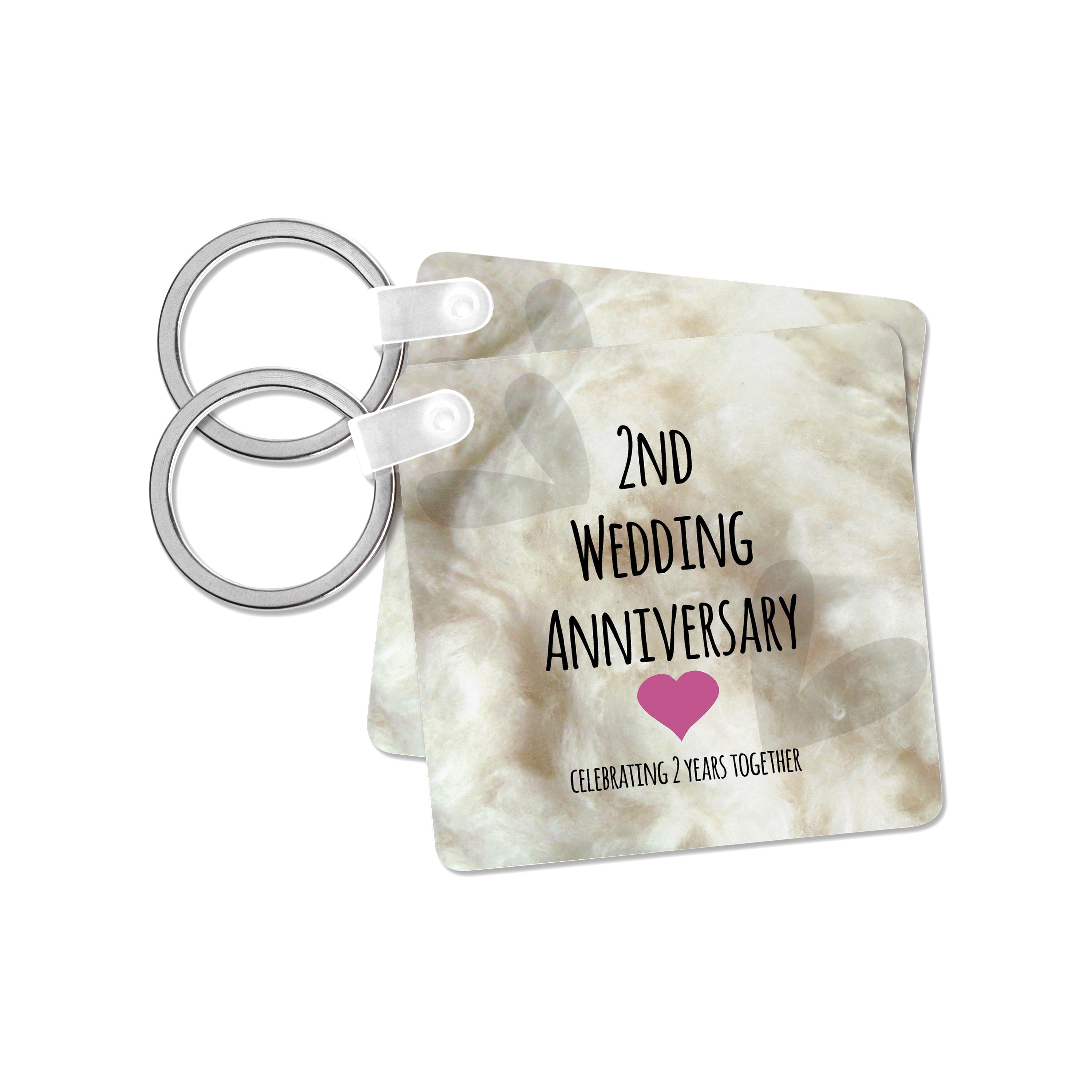 Key Chain - 2nd Wedding Anniversary gift - Cotton celebrating 2 years together - second anniversaries two yrs Occasions