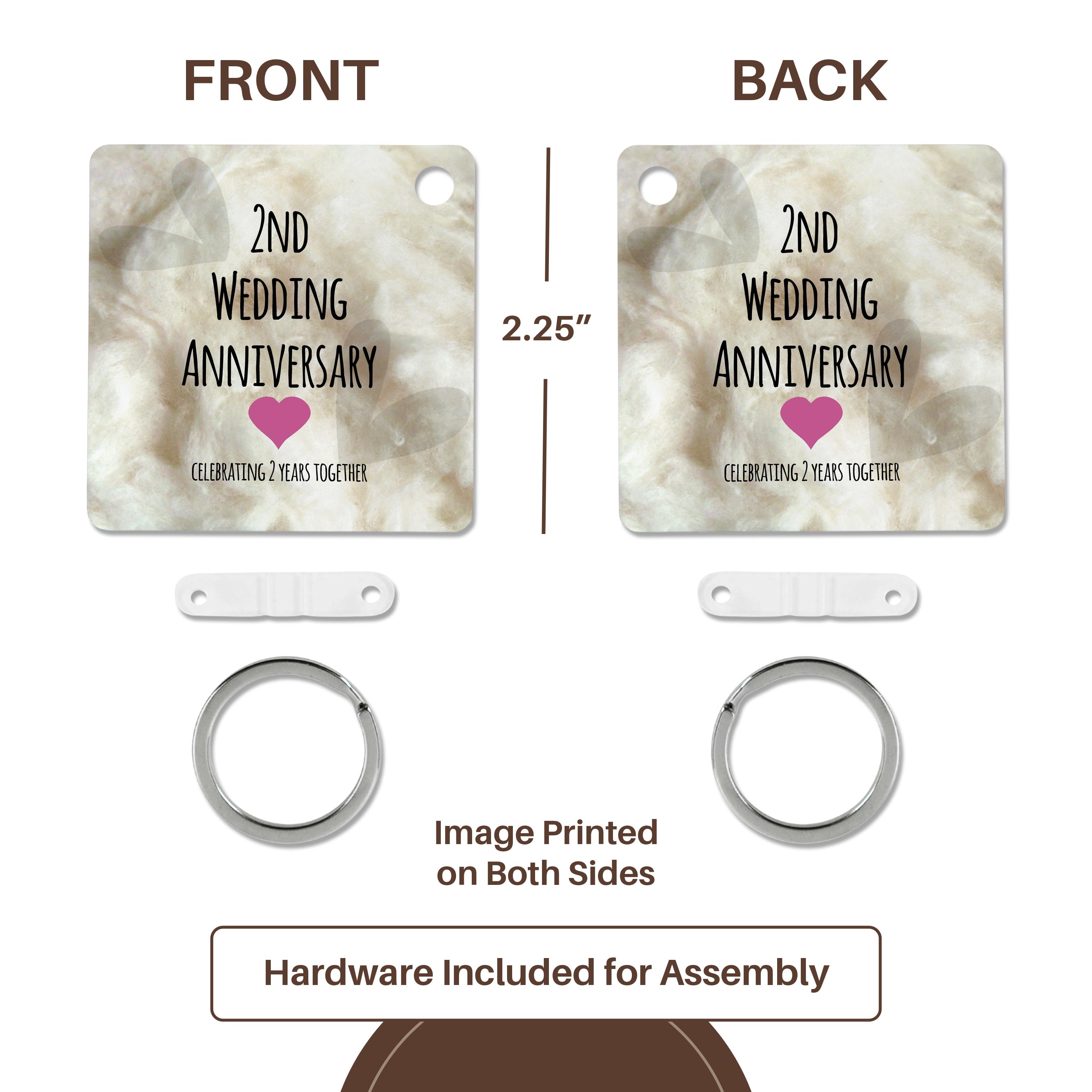 Key Chain - 2nd Wedding Anniversary gift - Cotton celebrating 2 years together - second anniversaries two yrs Occasions
