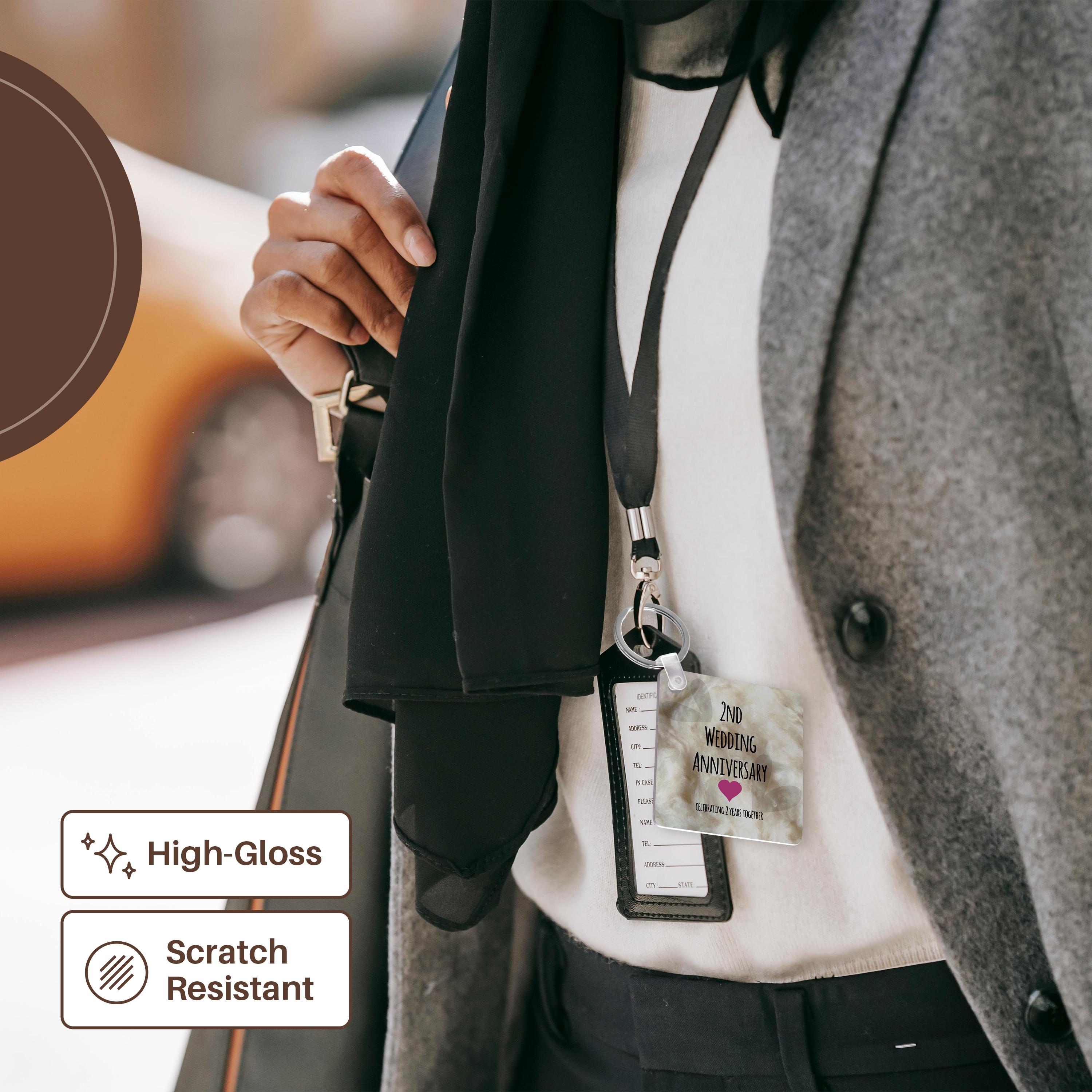 Key Chain - 2nd Wedding Anniversary gift - Cotton celebrating 2 years together - second anniversaries two yrs Occasions