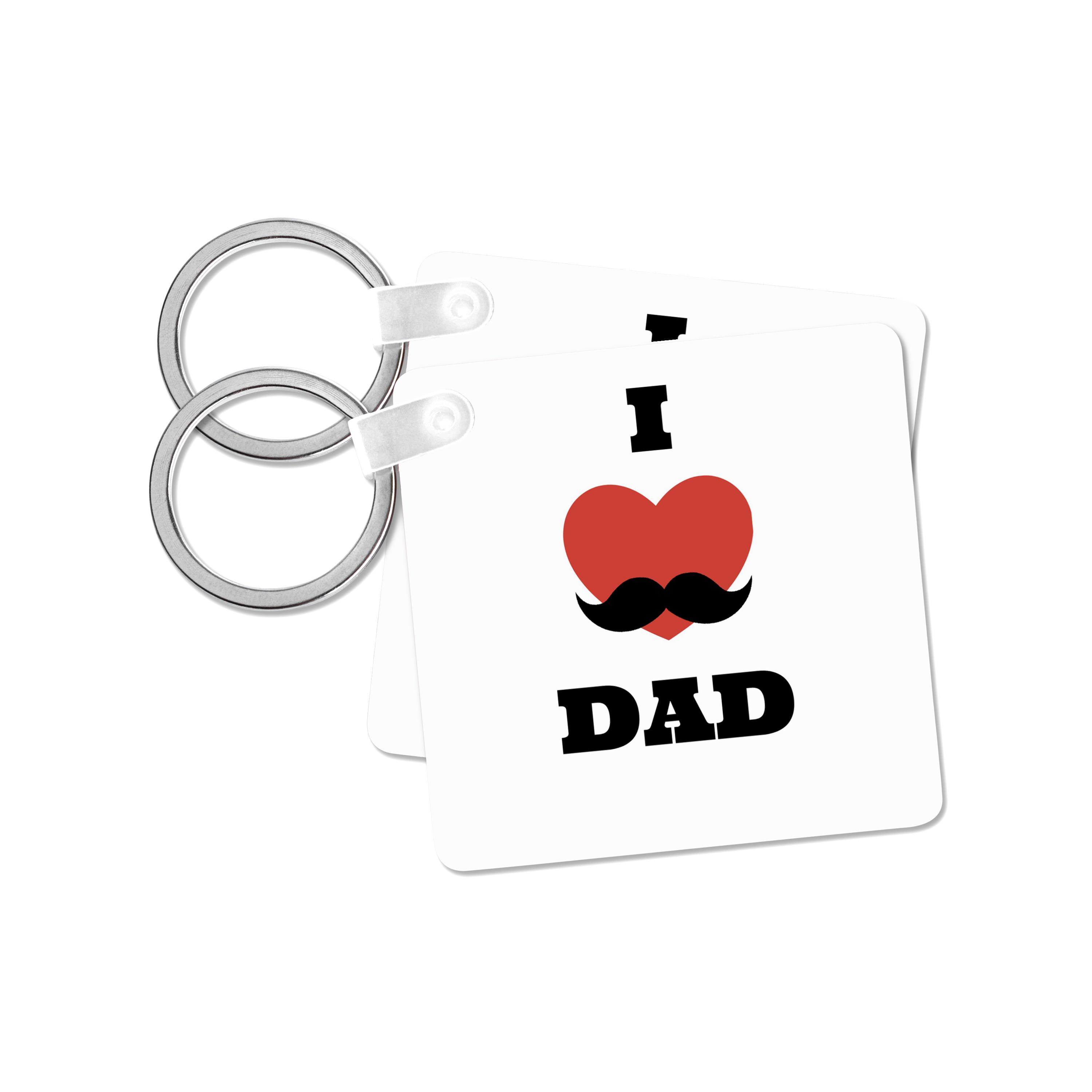 Key Chain - I love Dad - Mustache BrooklynMeMe Fathers Day