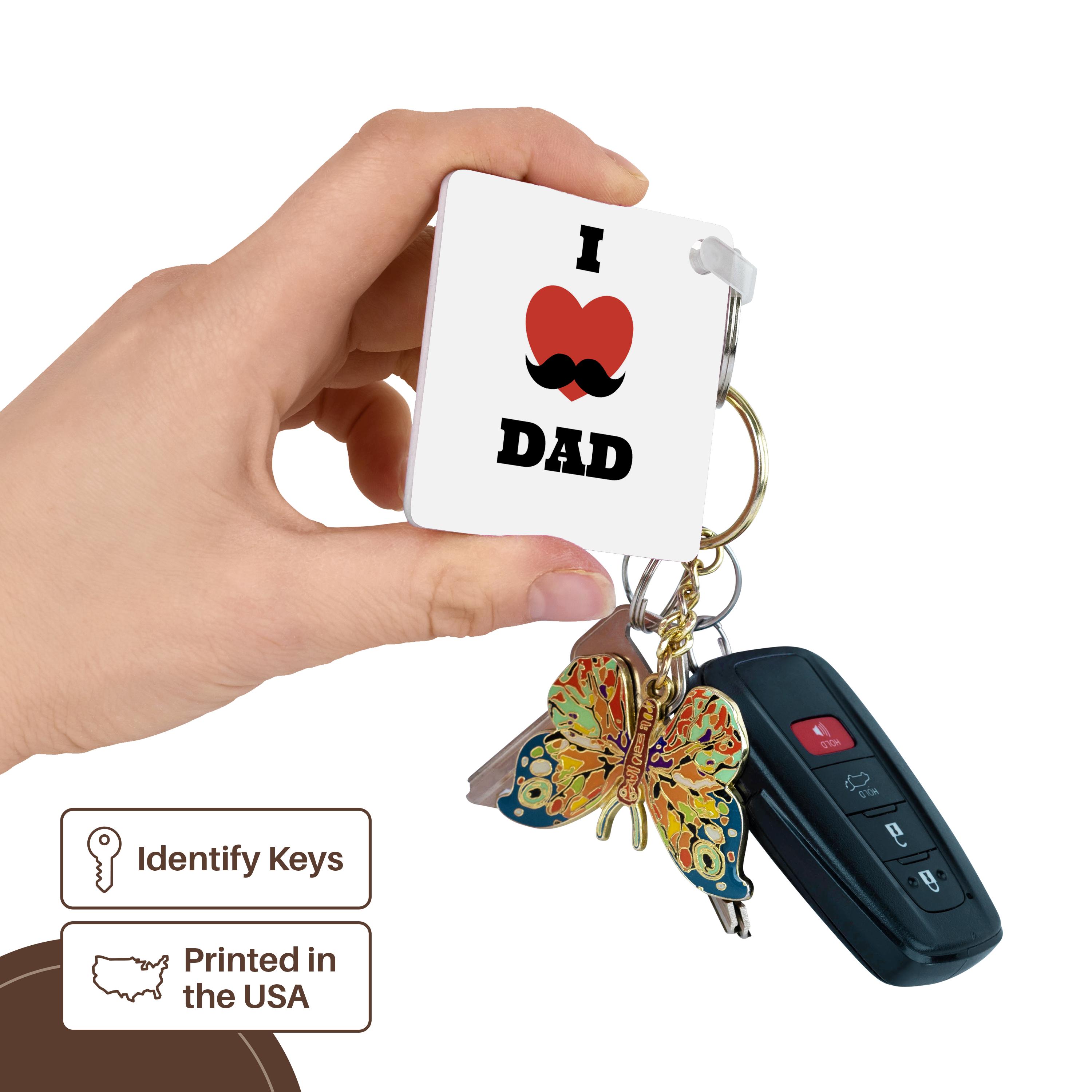 Key Chain - I love Dad - Mustache BrooklynMeMe Fathers Day