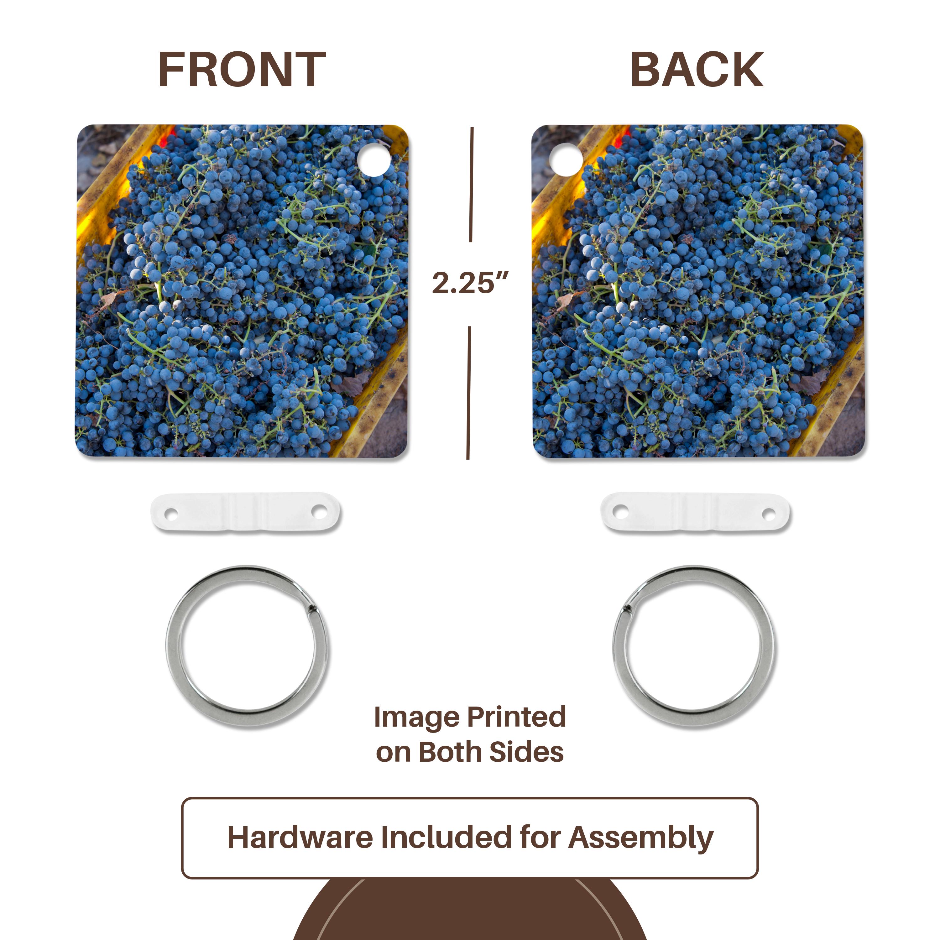 Key Chain - China, Xinjiang, Manas. Cabernet sauvignon grapes from a vineyard. Grapes