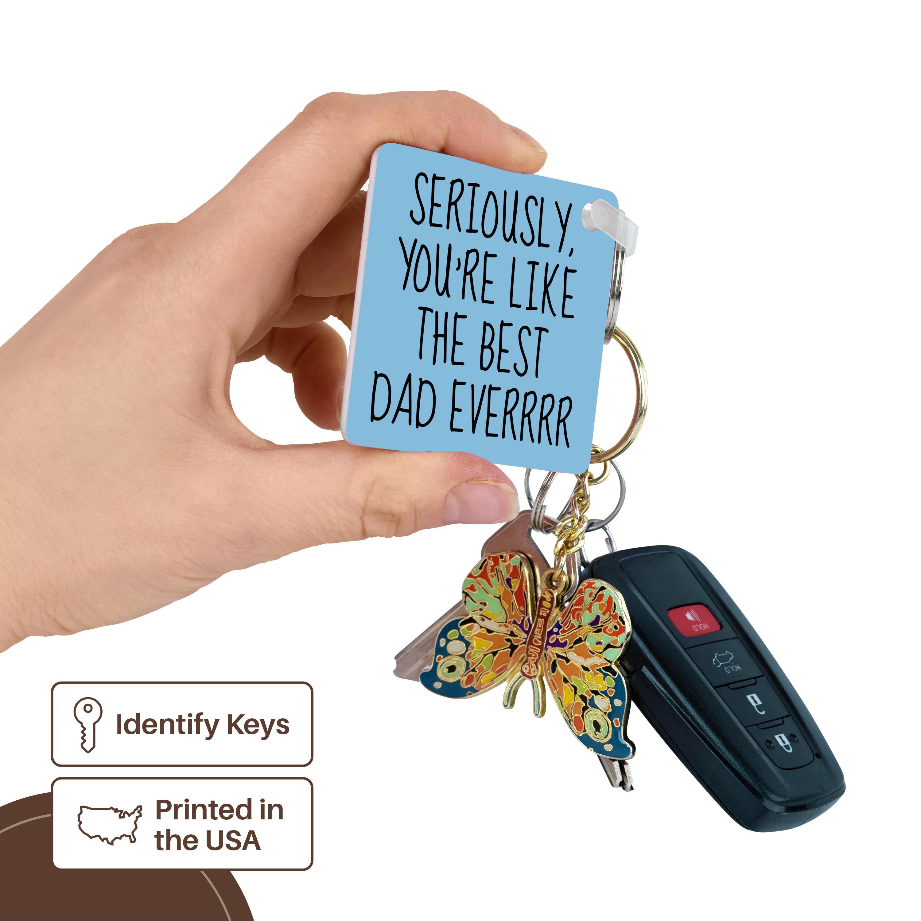 Key Chain - Seriously you are like the best dad ever, black lettering Xander inspirational quotes