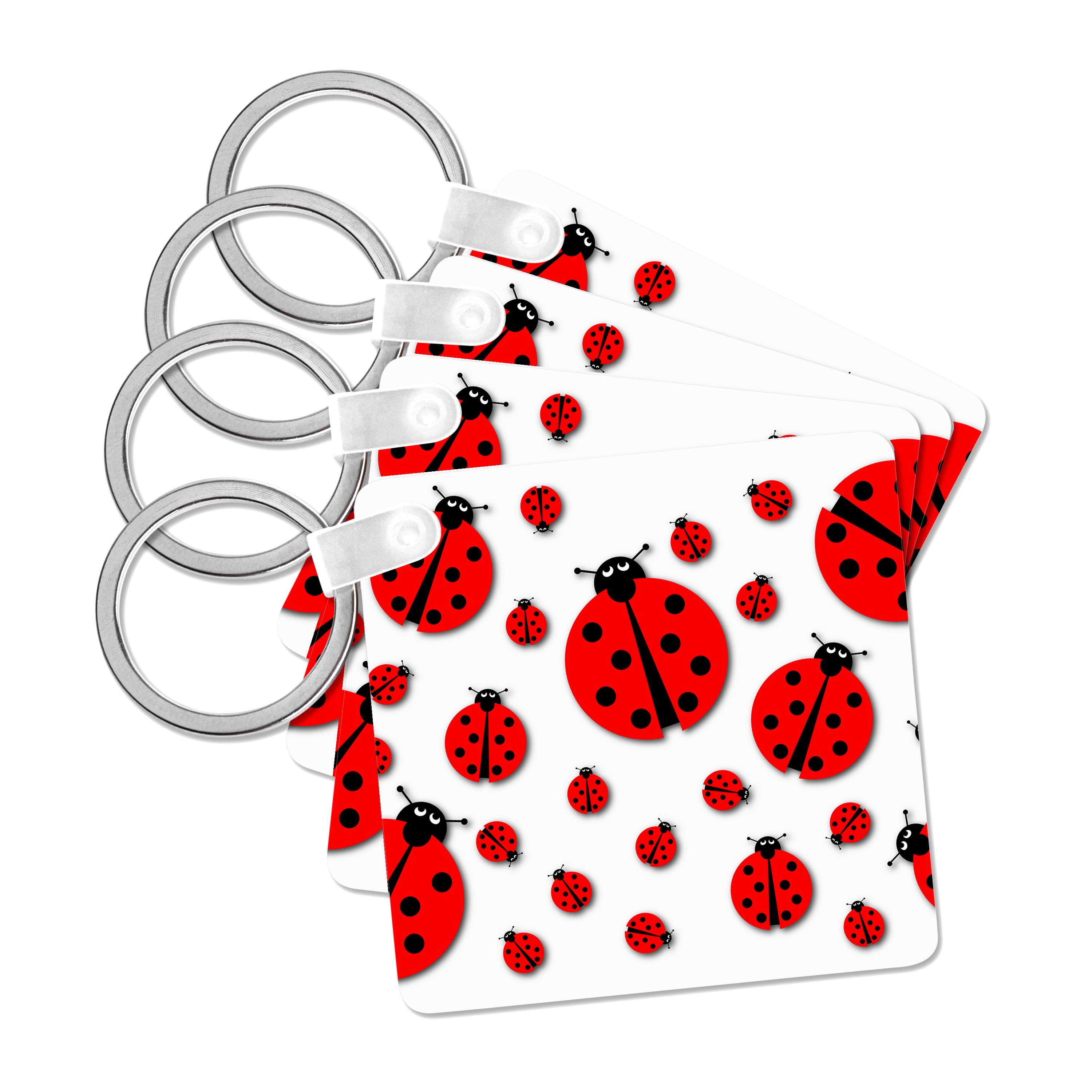 3dRose, Many different sized ladybugs on white background., Key Chain - Picture 8 of 28