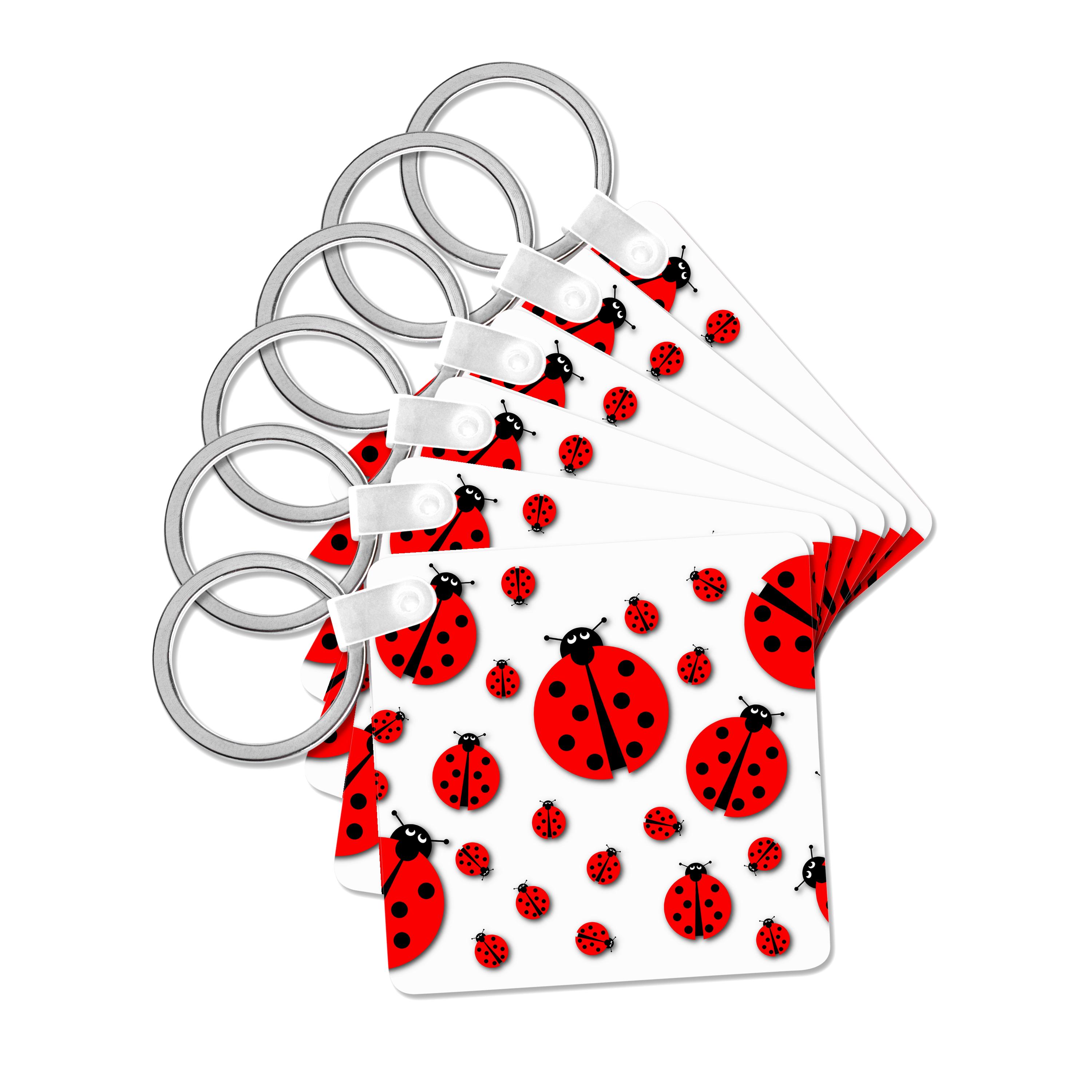 3dRose, Many different sized ladybugs on white background., Key Chain - Picture 15 of 28