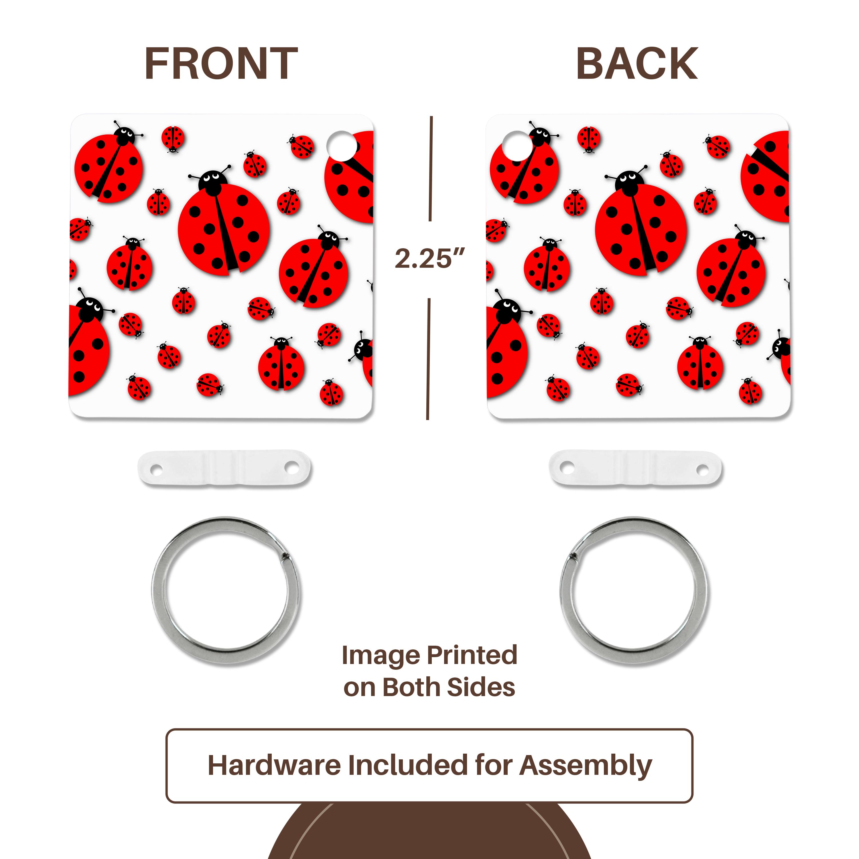 3dRose, Many different sized ladybugs on white background., Key Chain - Picture 12 of 28