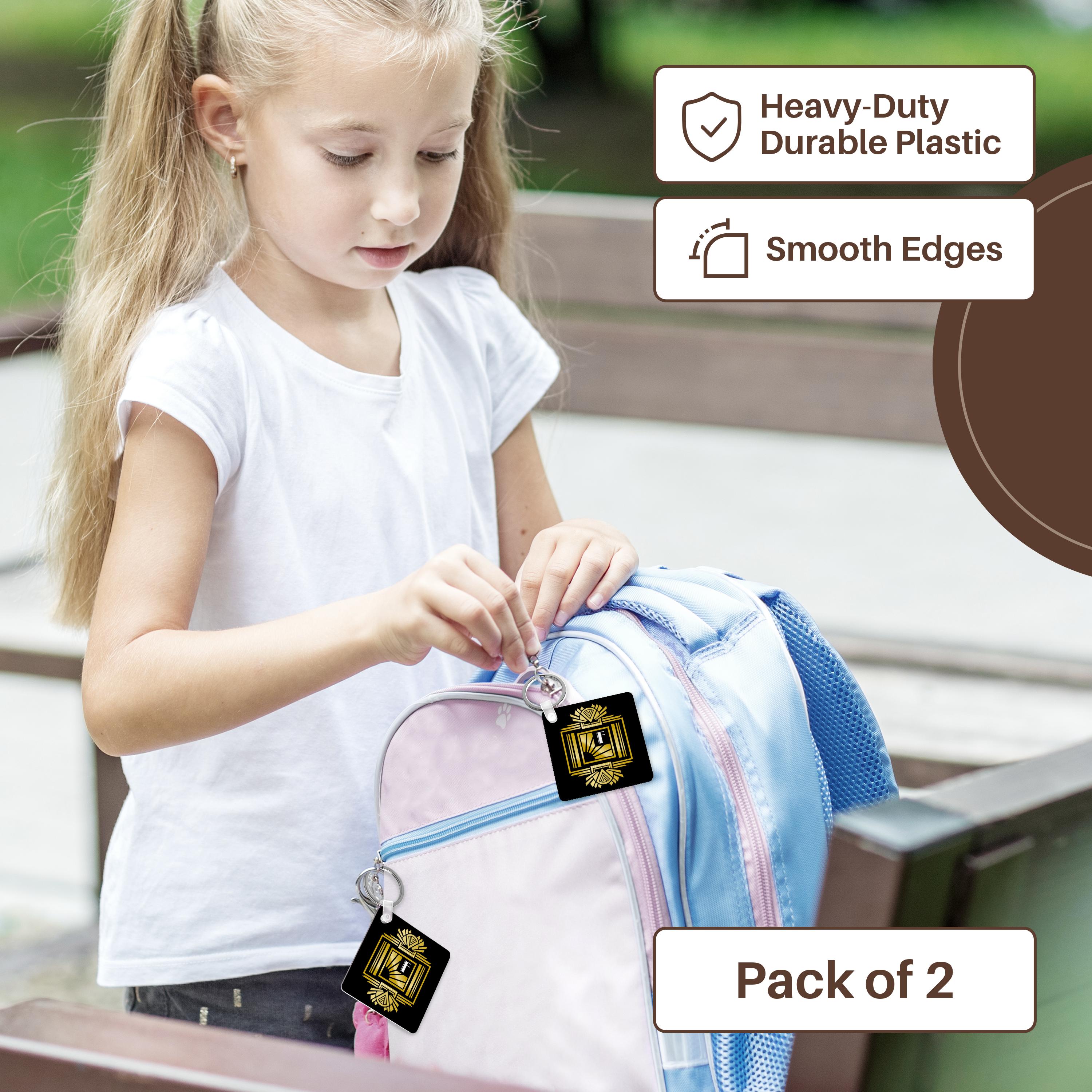 3dRose Key Chains Art Deco Monogram Letter F- Gold Effect and White on Black Background (kc-241209-1)