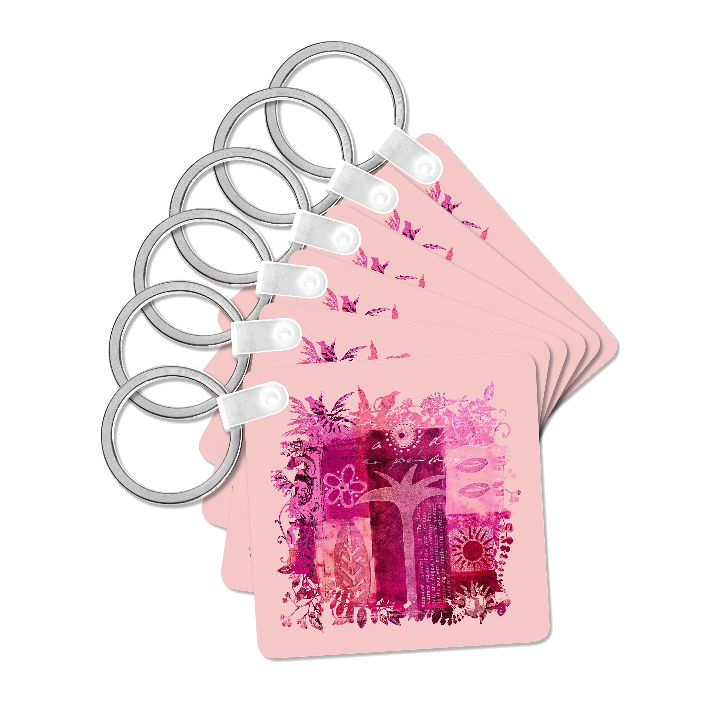 3dRose, Palm Tree Collage In Pink, Key Chain for wholesale by 3dRose