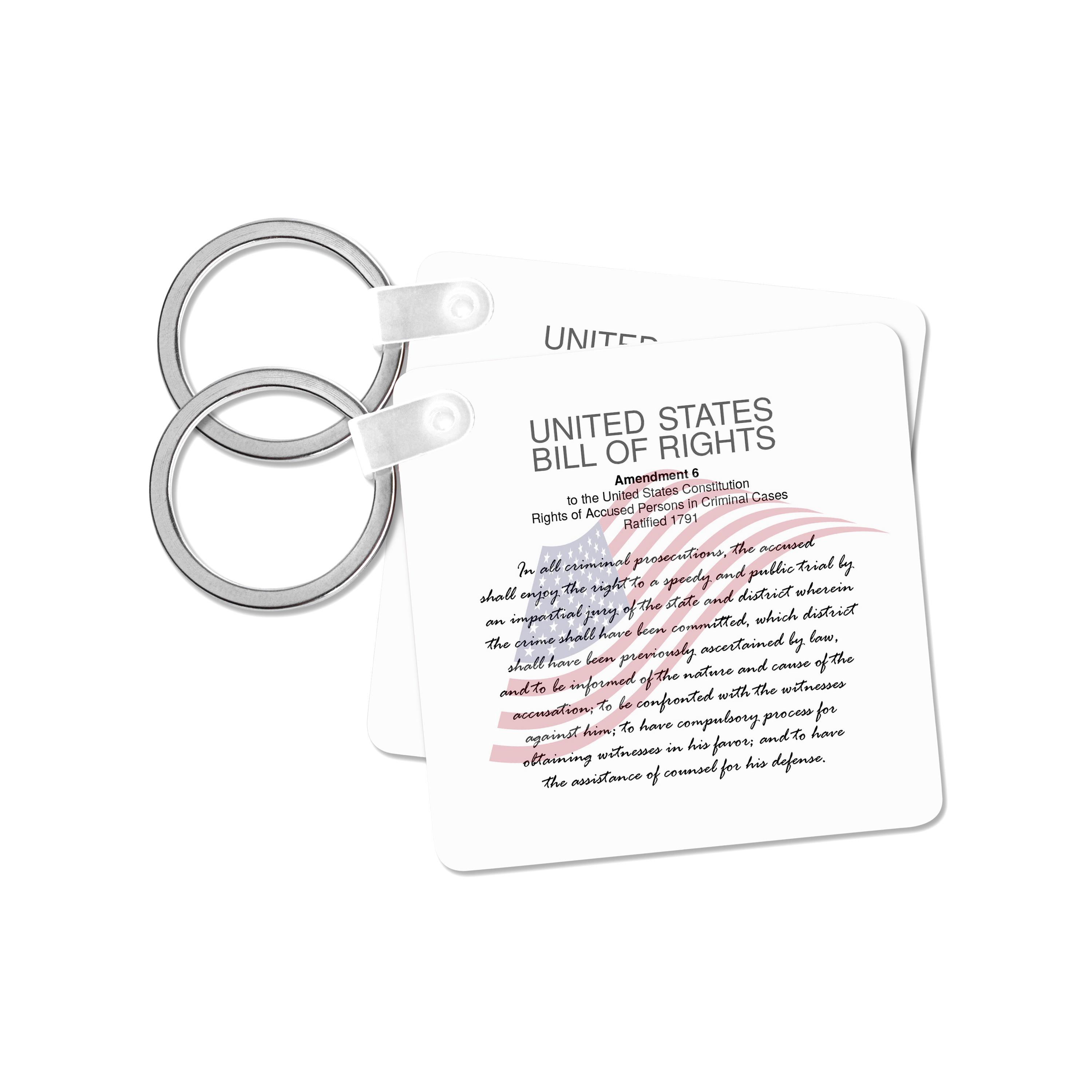 Key Chain - Sixth Amendment to the US Constitution. Protection in criminal cases Alexis Design - American Bill Of Rights