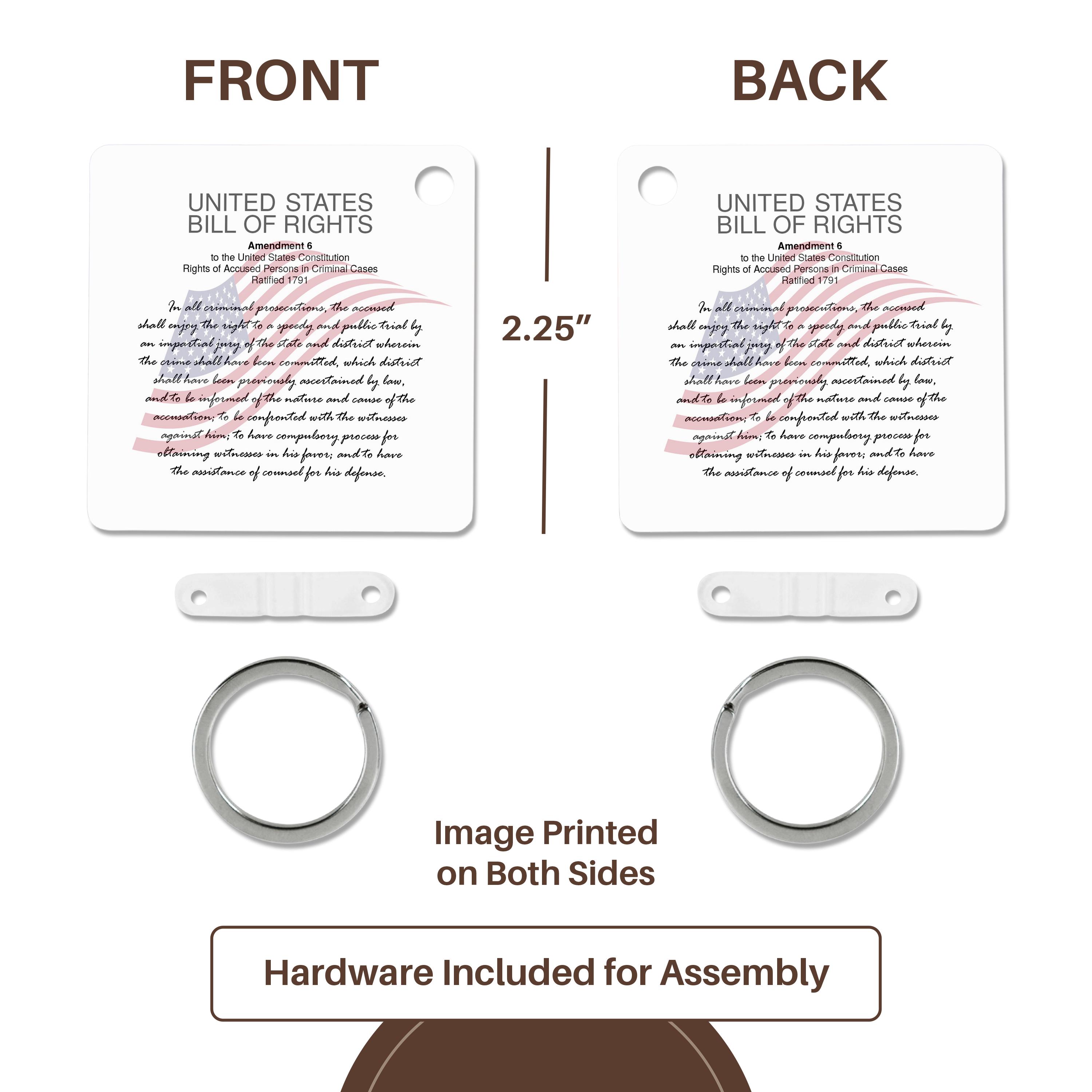 Key Chain - Sixth Amendment to the US Constitution. Protection in criminal cases Alexis Design - American Bill Of Rights