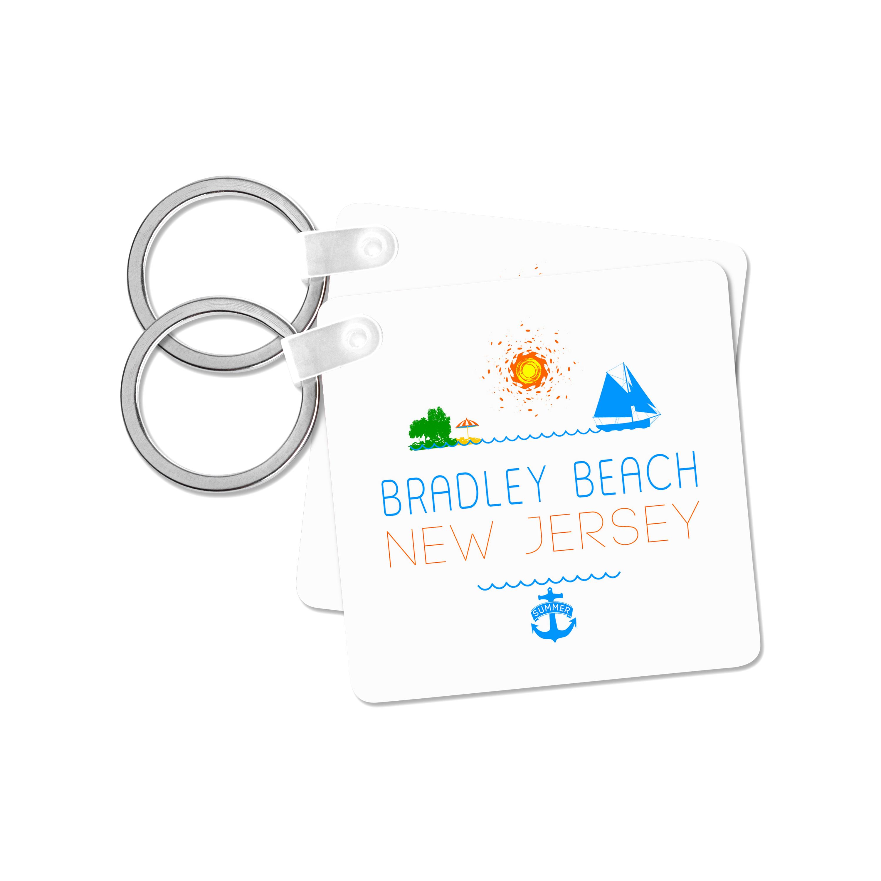 3dRose Key Chains Bradley Beach, New Jersey decorative text, images. Summer vacations (kc-311725-1)