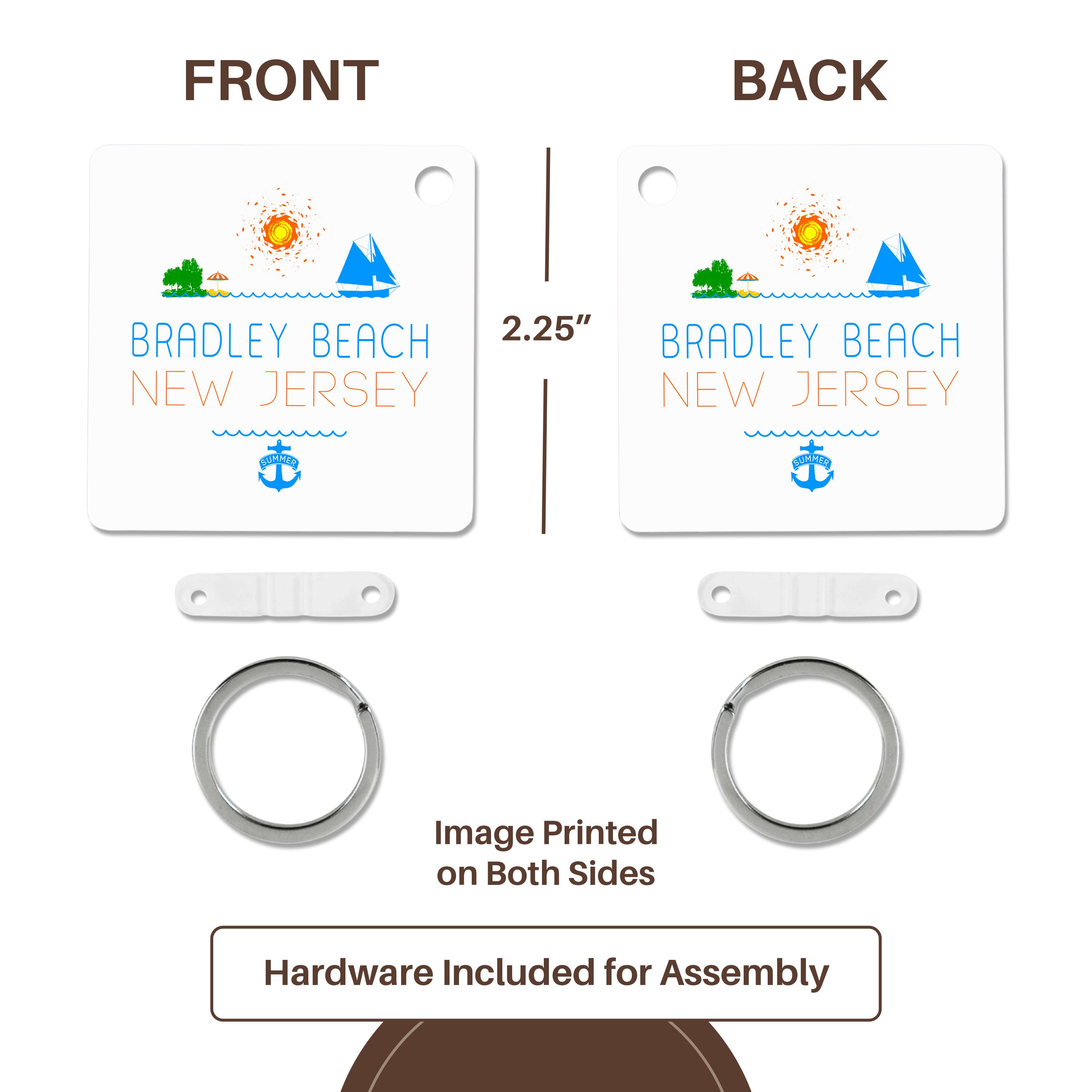 3dRose Key Chains Bradley Beach, New Jersey decorative text, images. Summer vacations (kc-311725-1)