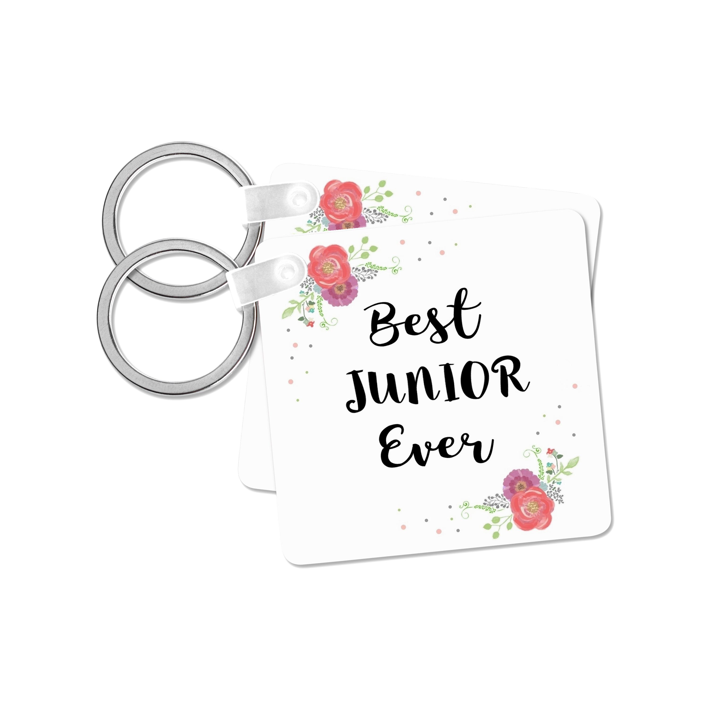 Key Chains Floral Best Junior Ever pink flowers 11th Grade or 3rd year College (kc-316206-1)