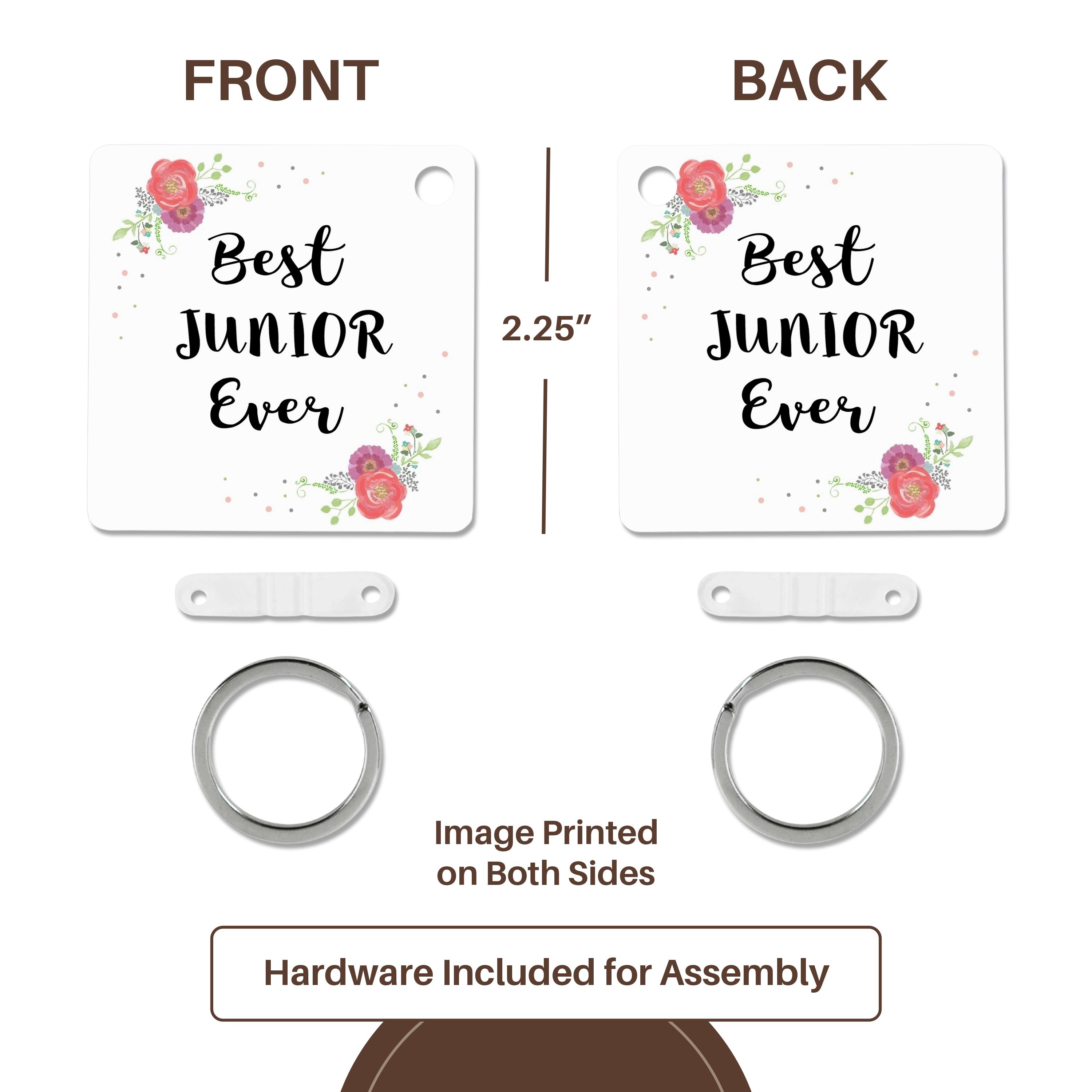 Key Chains Floral Best Junior Ever pink flowers 11th Grade or 3rd year College (kc-316206-1)
