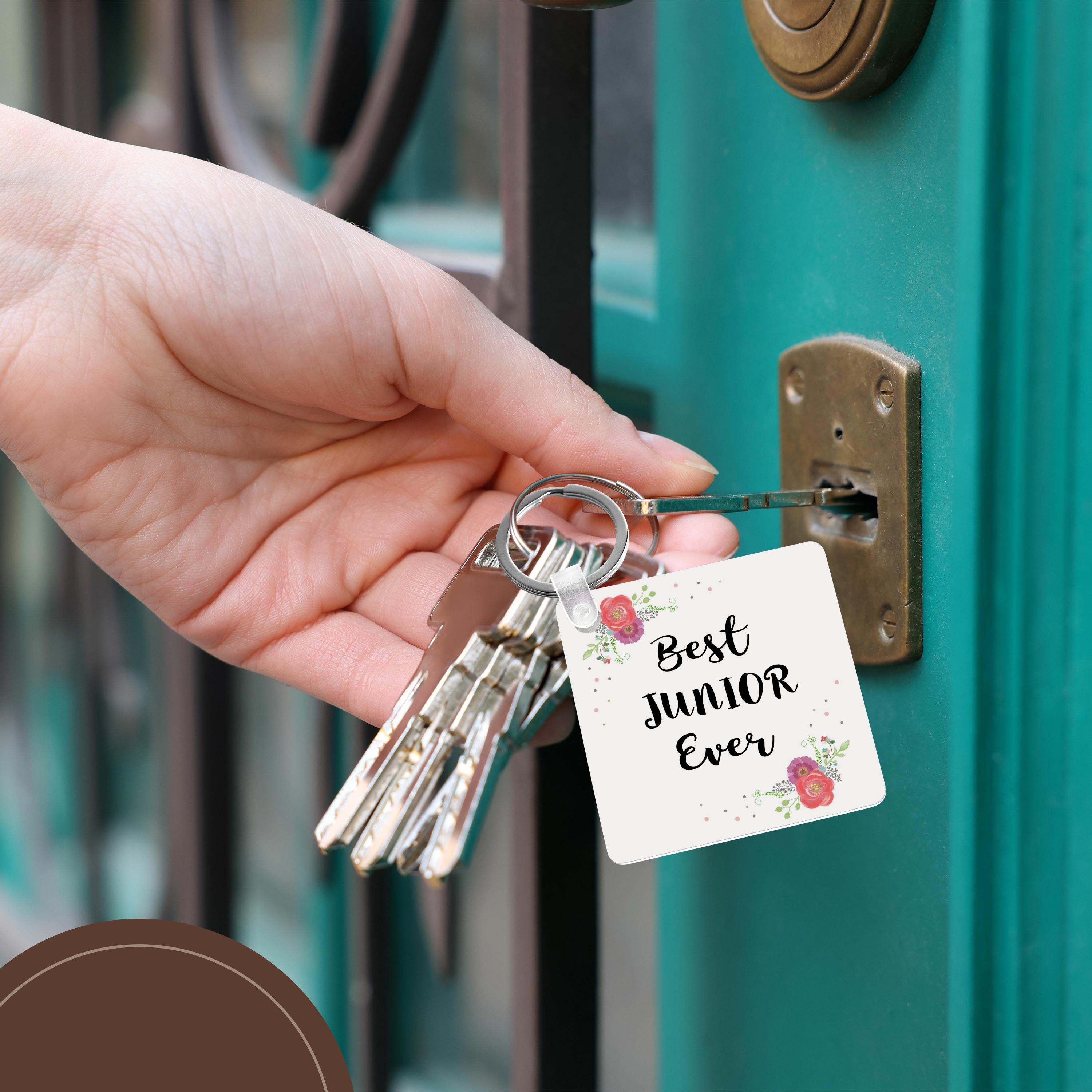 Key Chains Floral Best Junior Ever pink flowers 11th Grade or 3rd year College (kc-316206-1)