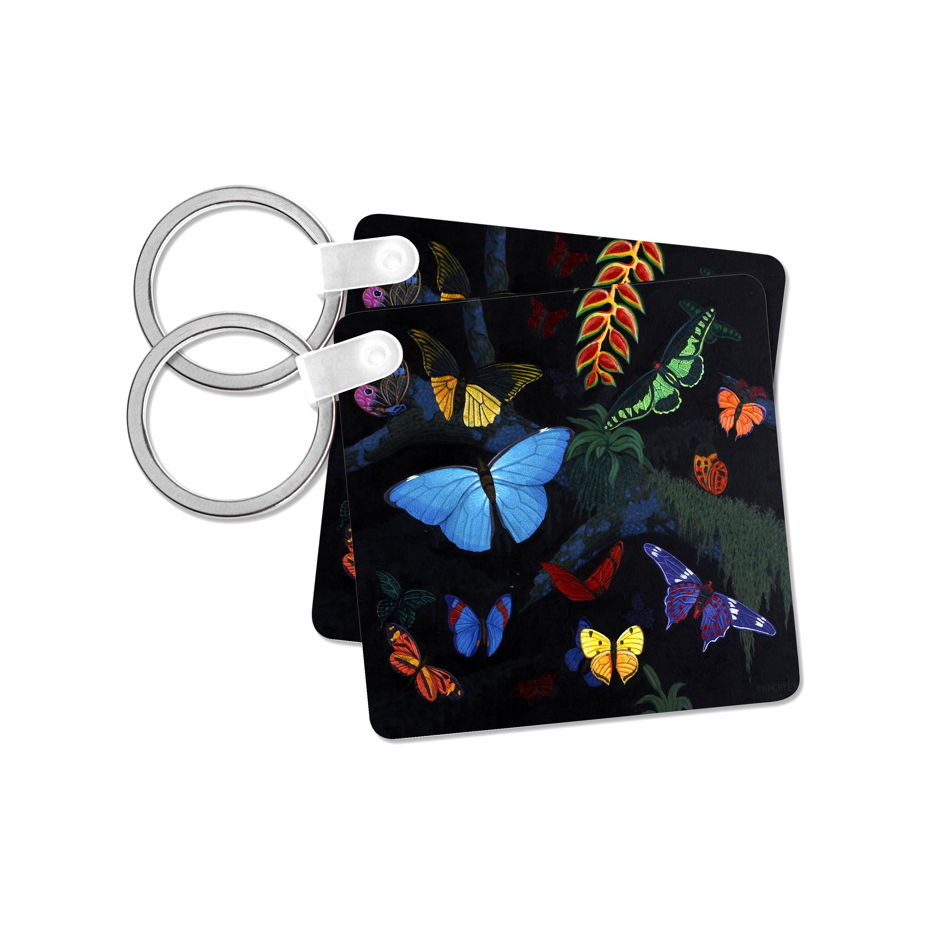 Key Chain - RAINFOREST BUTTERFLIES Shachter Art