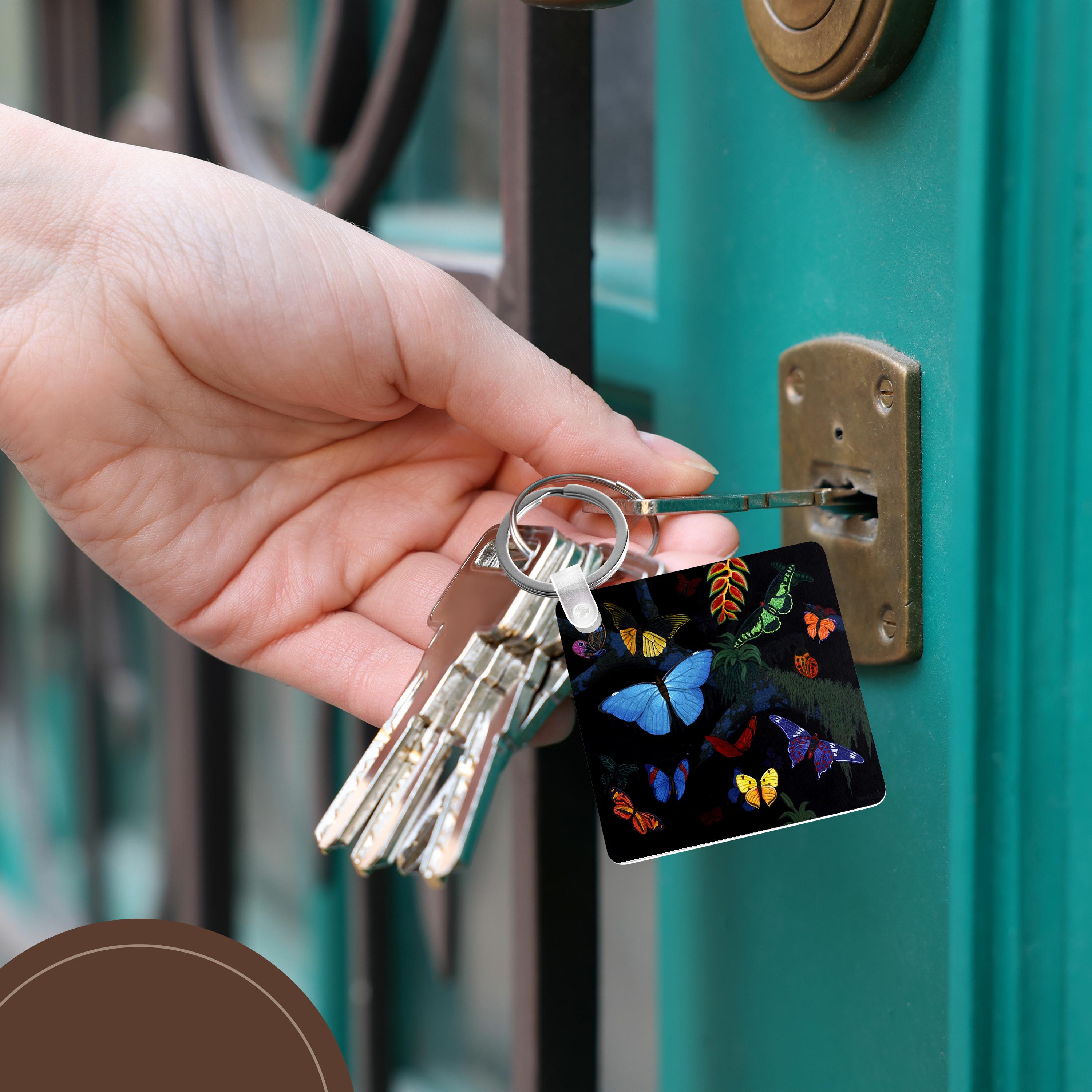 Key Chain - RAINFOREST BUTTERFLIES Shachter Art