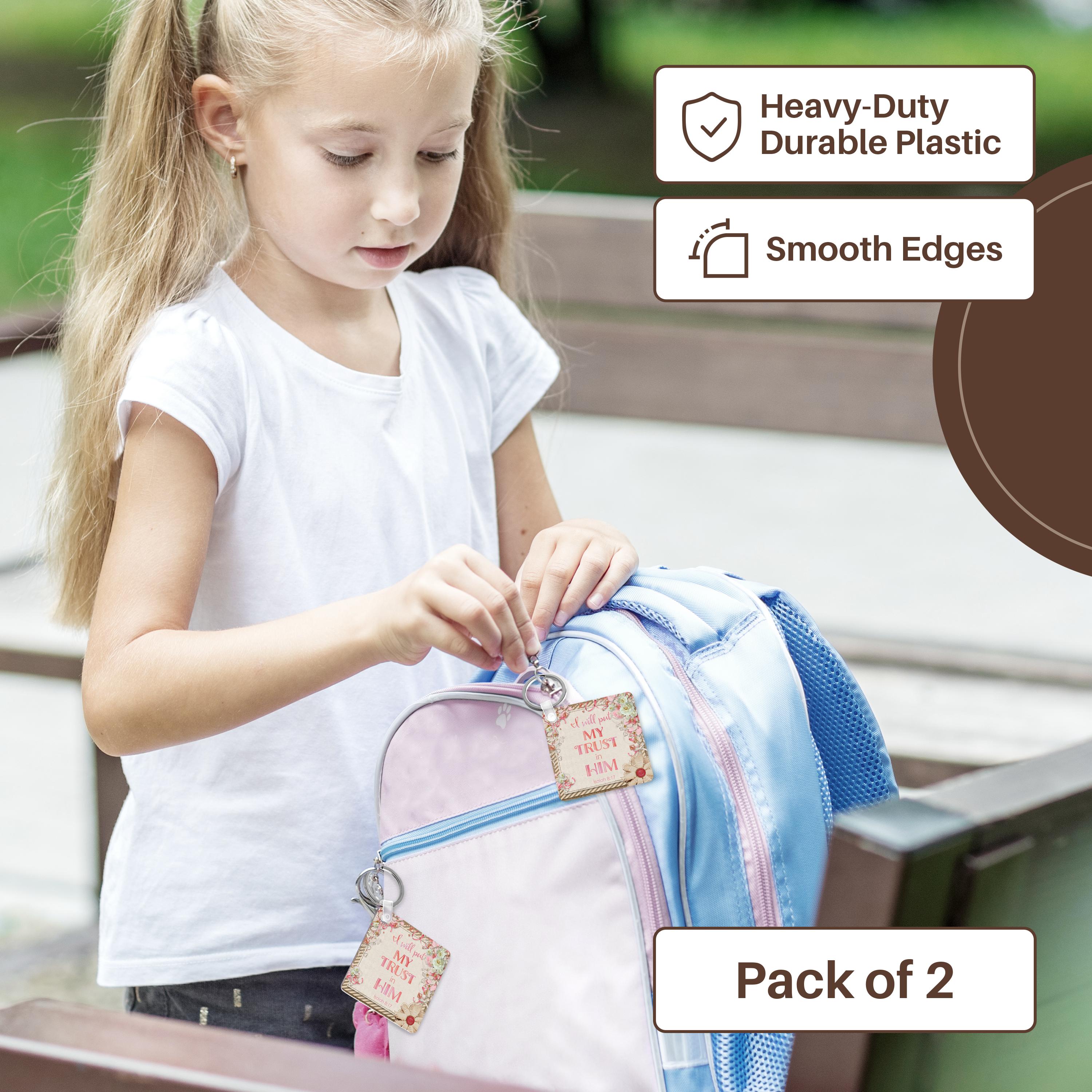 Key Chain - Nostalgic Illustration With Bible Psalm I Will Put My Trust In Him Inspirational Typography