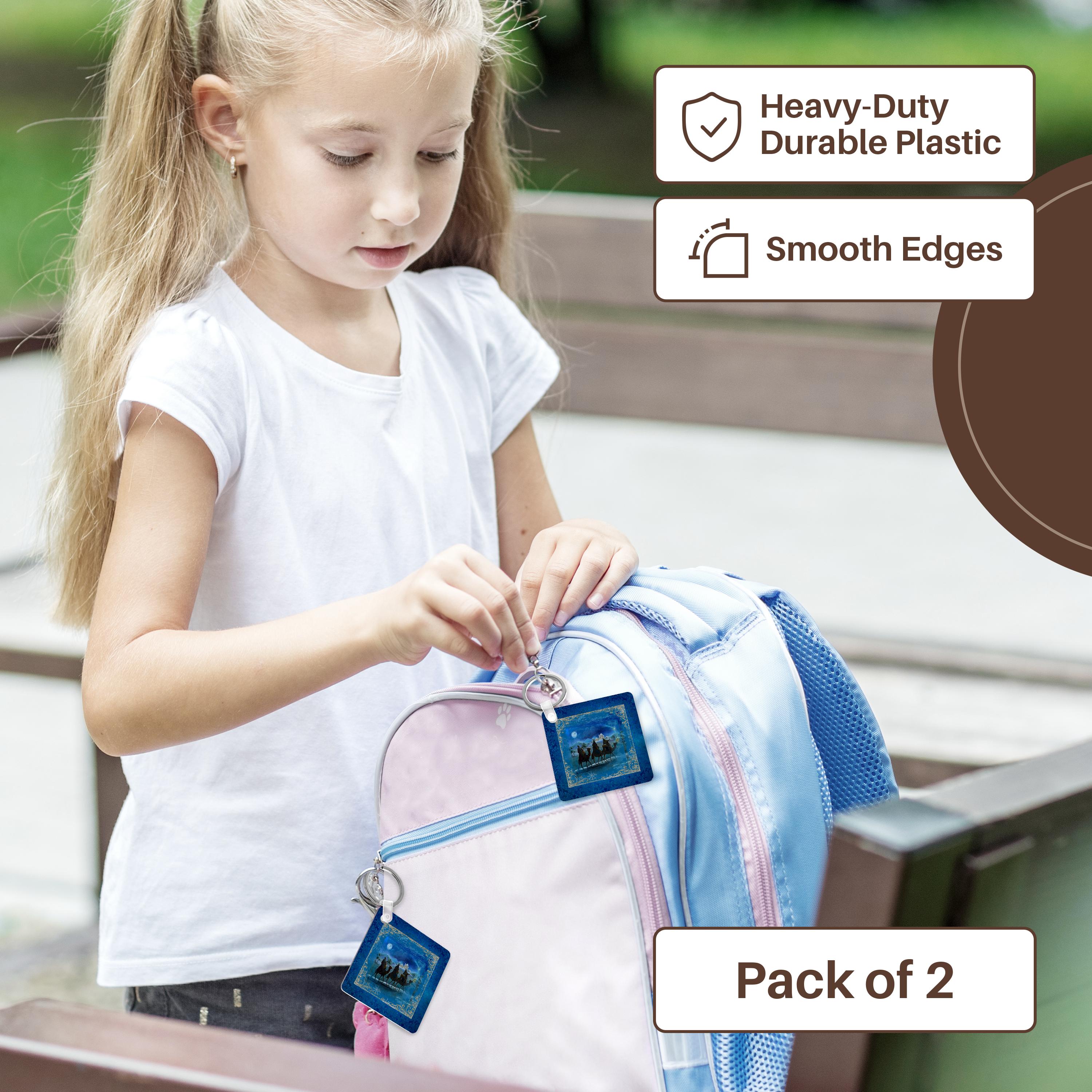 Key Chain - Three Kings Travel Bethlehem, Beautiful Frame, Moon in Sky, Blue Epiphany Design