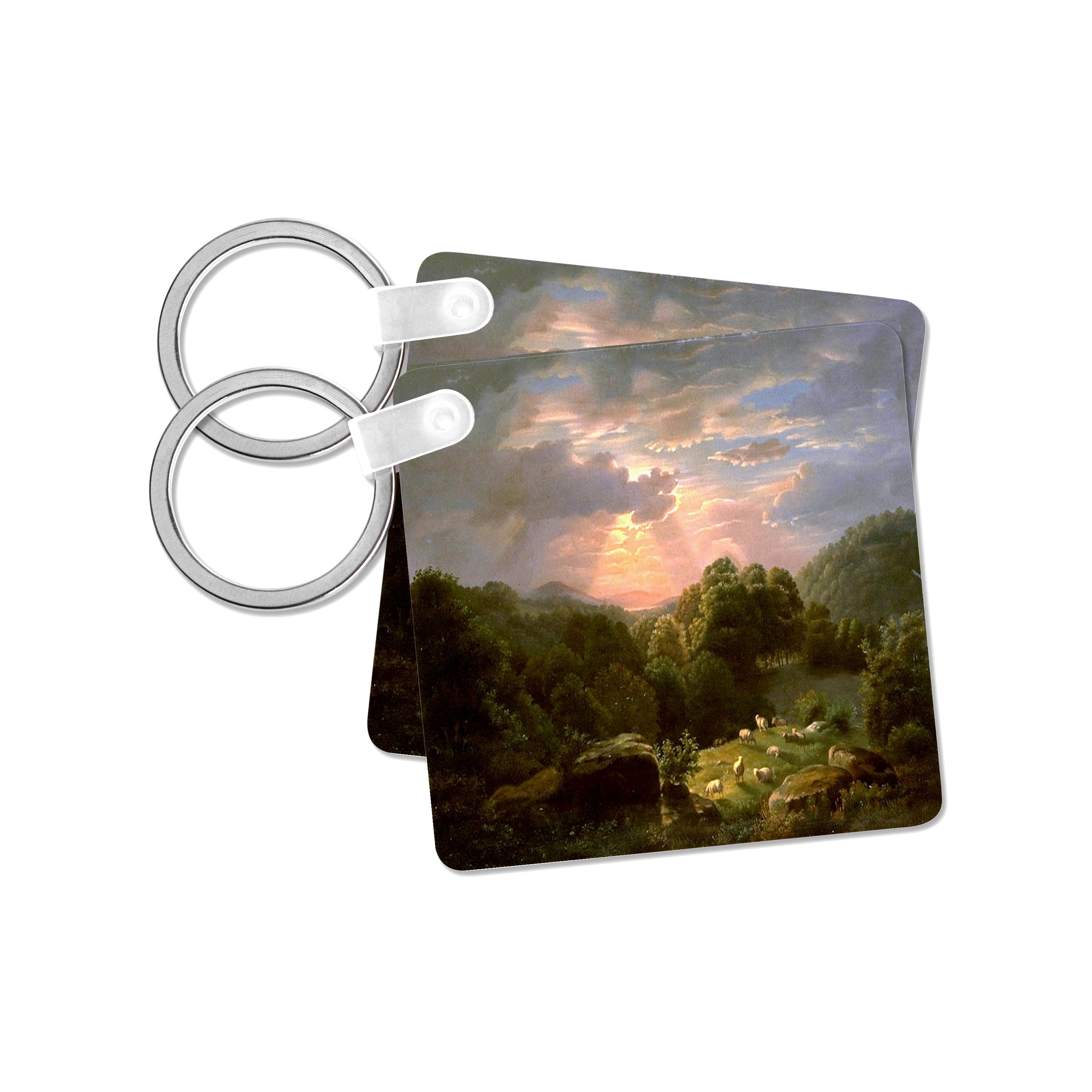 Key Chain - USPD Image of Sheep In Valley Painting By Famous African American lens Art by Florene - African American Artist