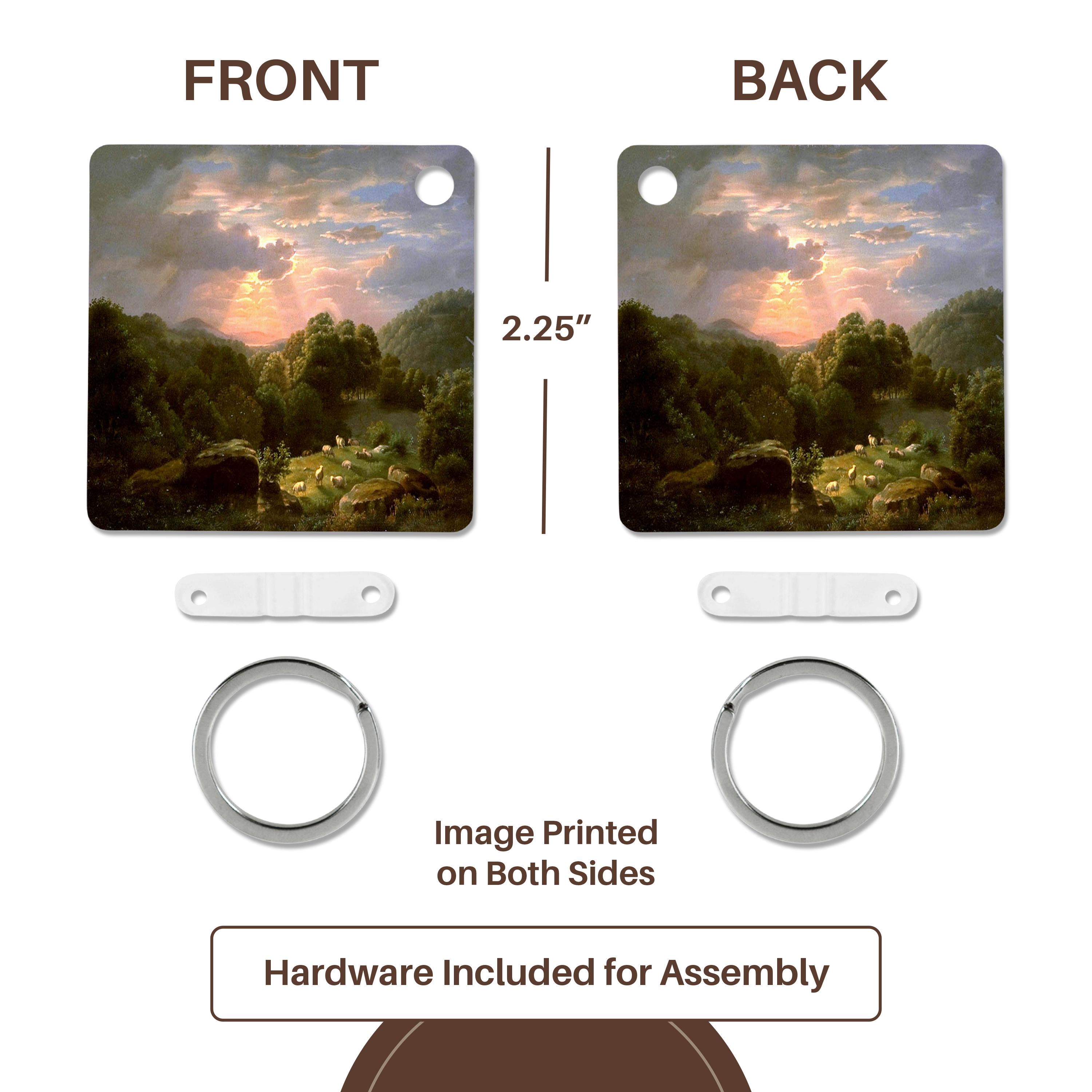 Key Chain - USPD Image of Sheep In Valley Painting By Famous African American lens Art by Florene - African American Artist