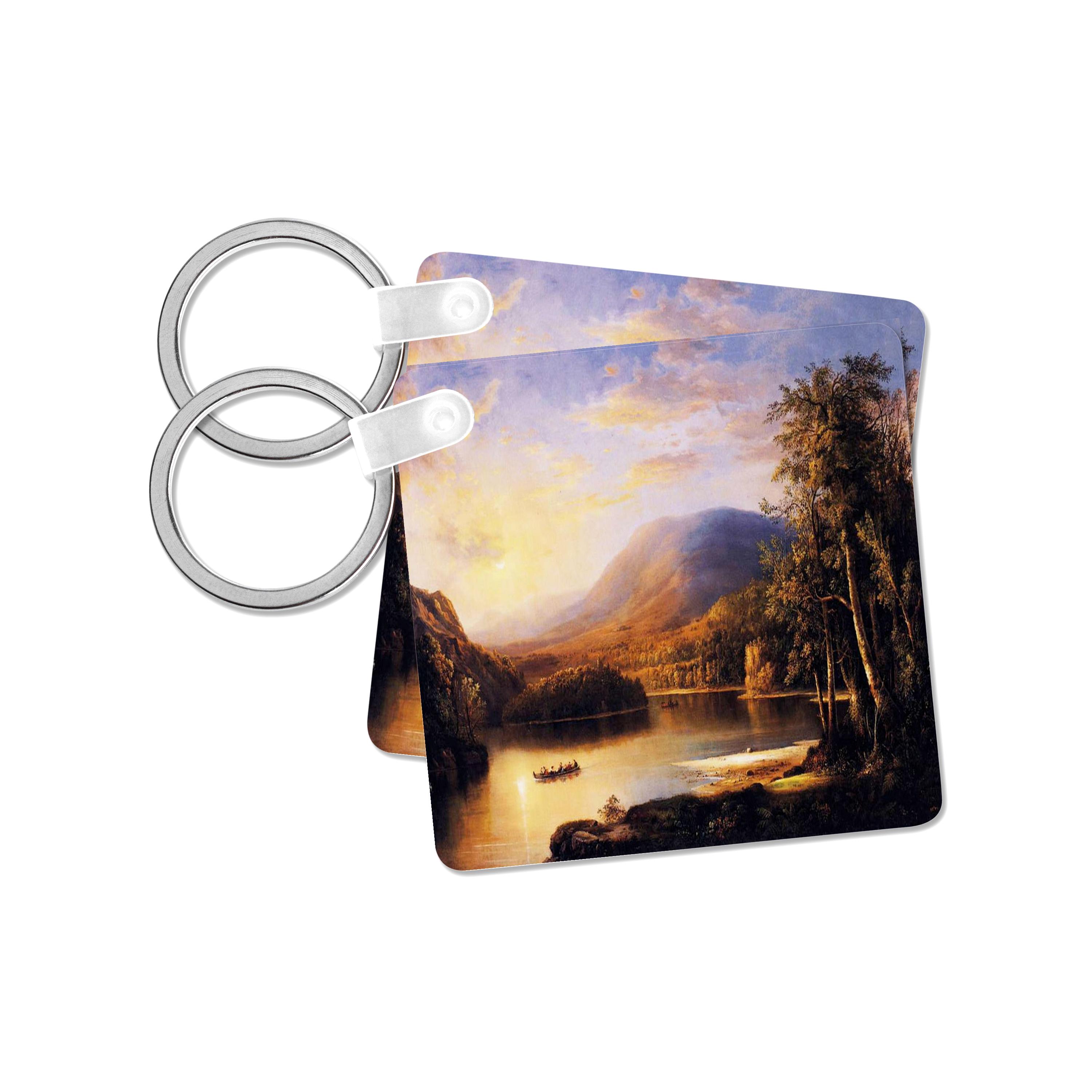 Key Chain - USPD Image of River Mountain Landscape By African American Painter lens Art by Florene - African American Artist