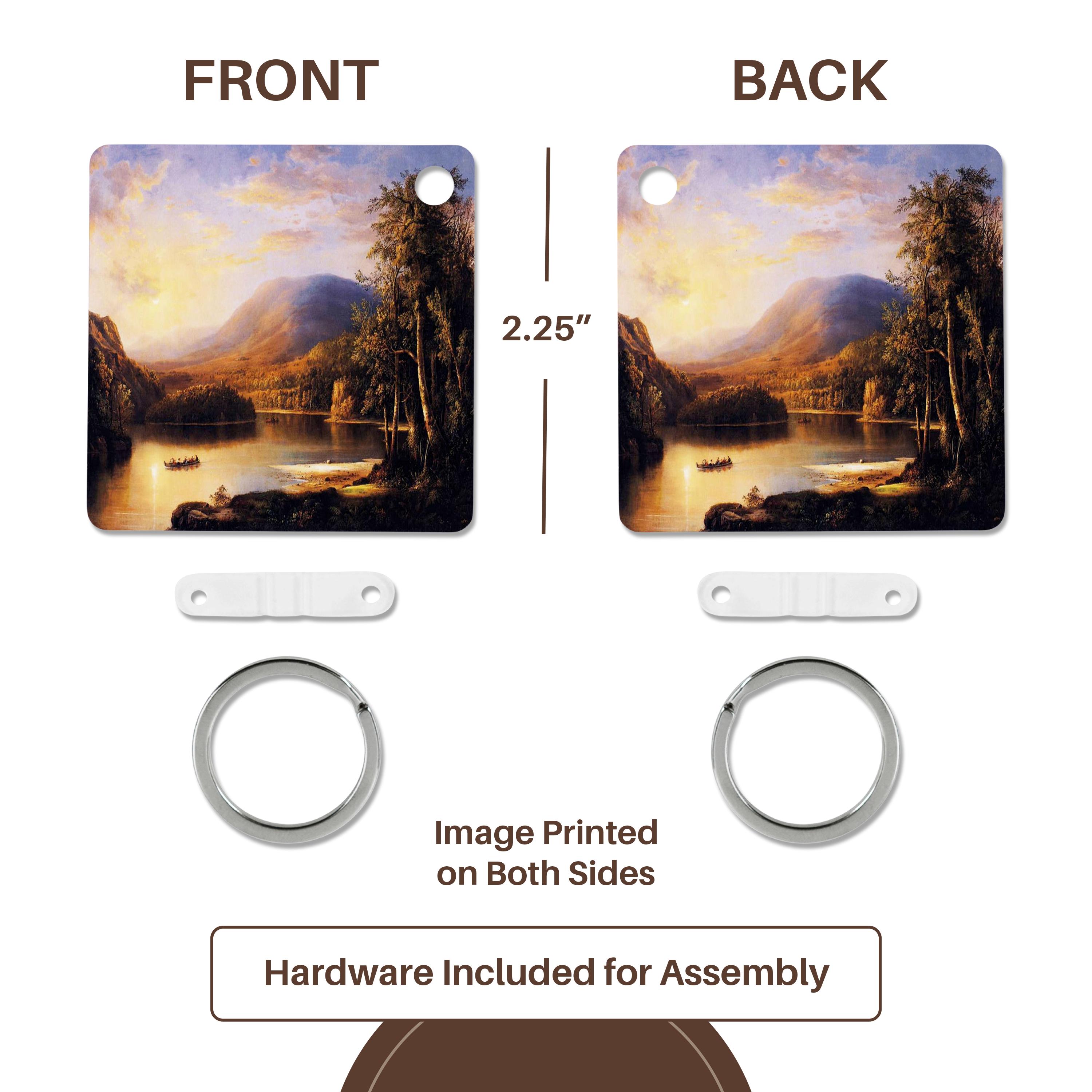 Key Chain - USPD Image of River Mountain Landscape By African American Painter lens Art by Florene - African American Artist