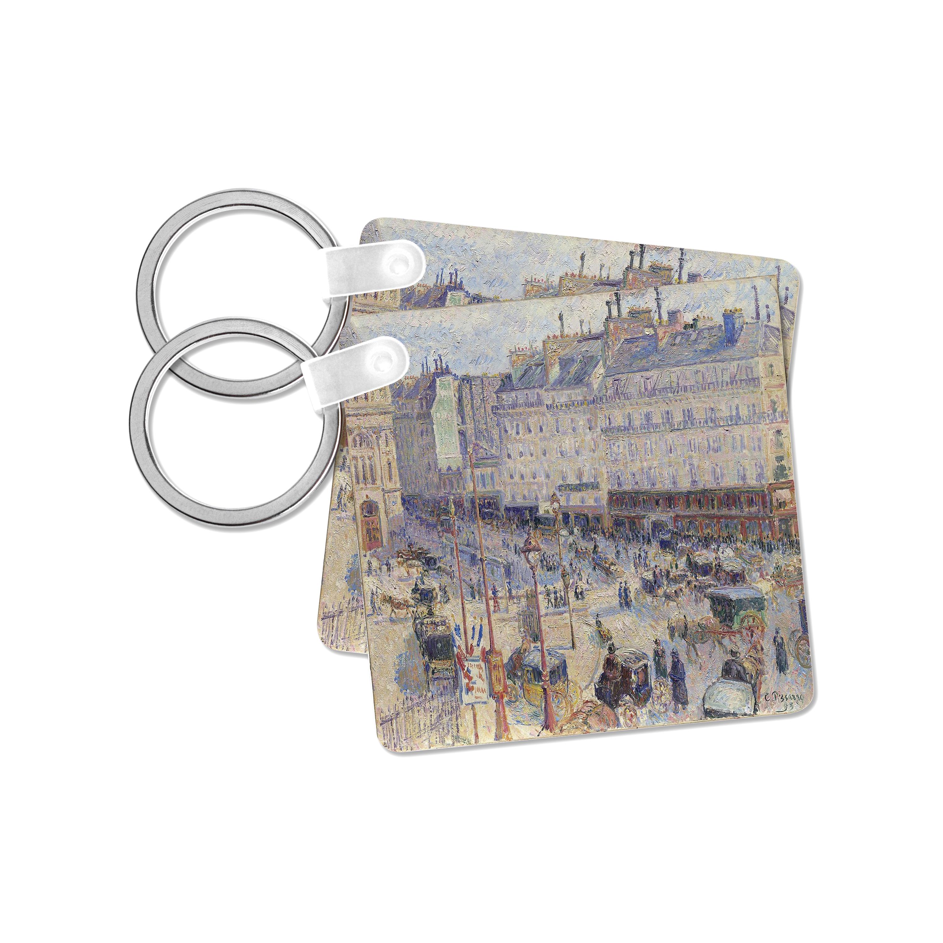Key Chain - USPD Image of Boulevard Montmare French Impressionism City Street lens Art by Florene - Impressioinist C Pissarro
